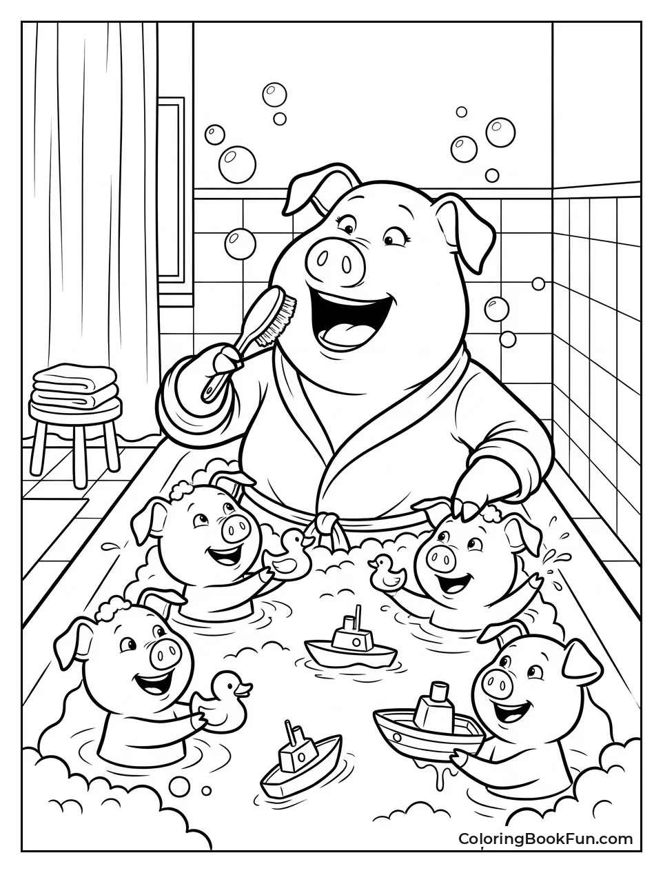 Rosita Bathing Her Piglets