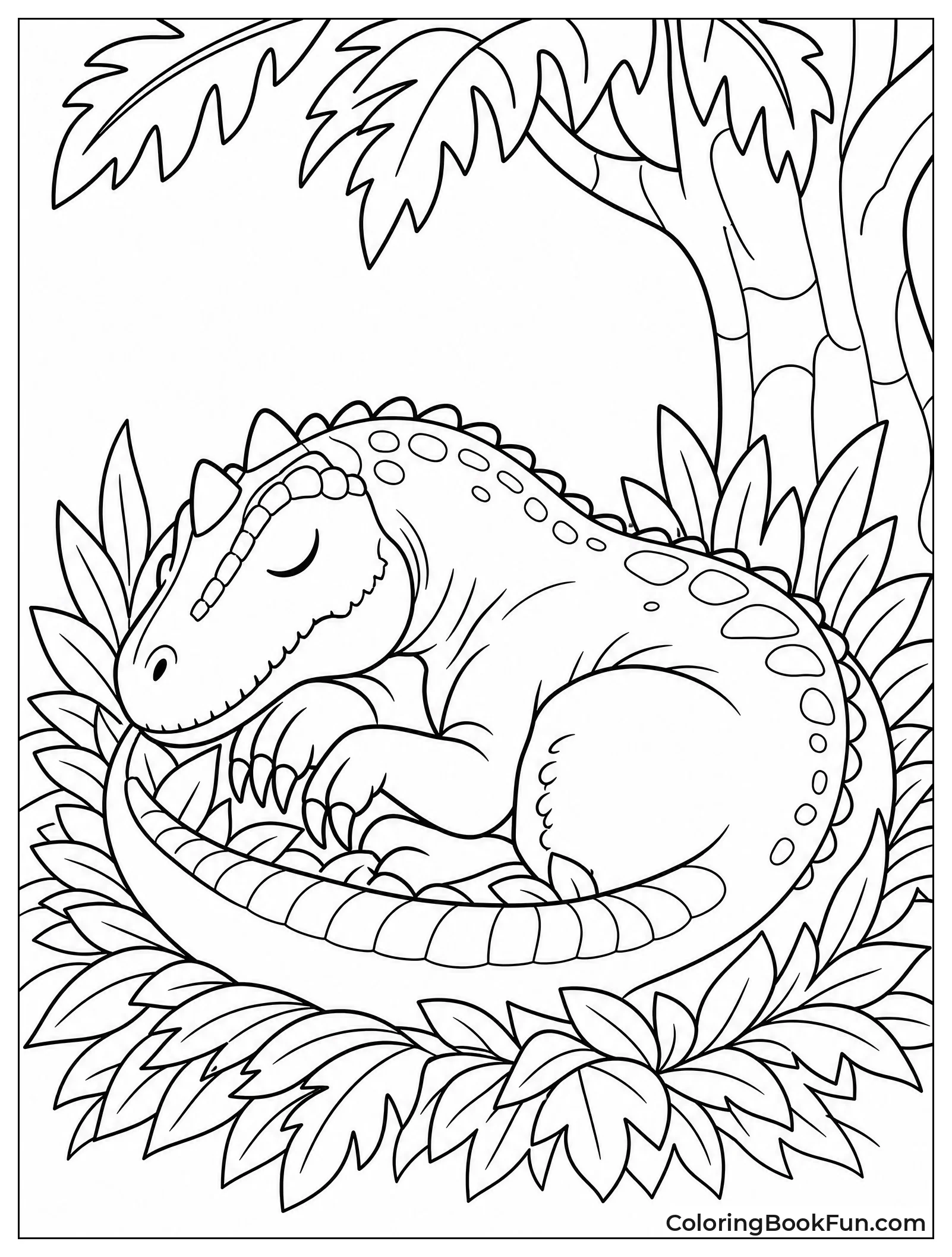 Allosaurus Sleeping Peacefully in Nest