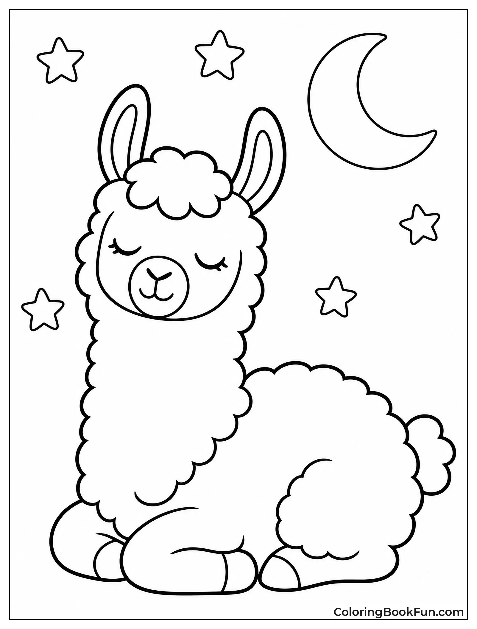 Sleeping Llama Under Night Sky