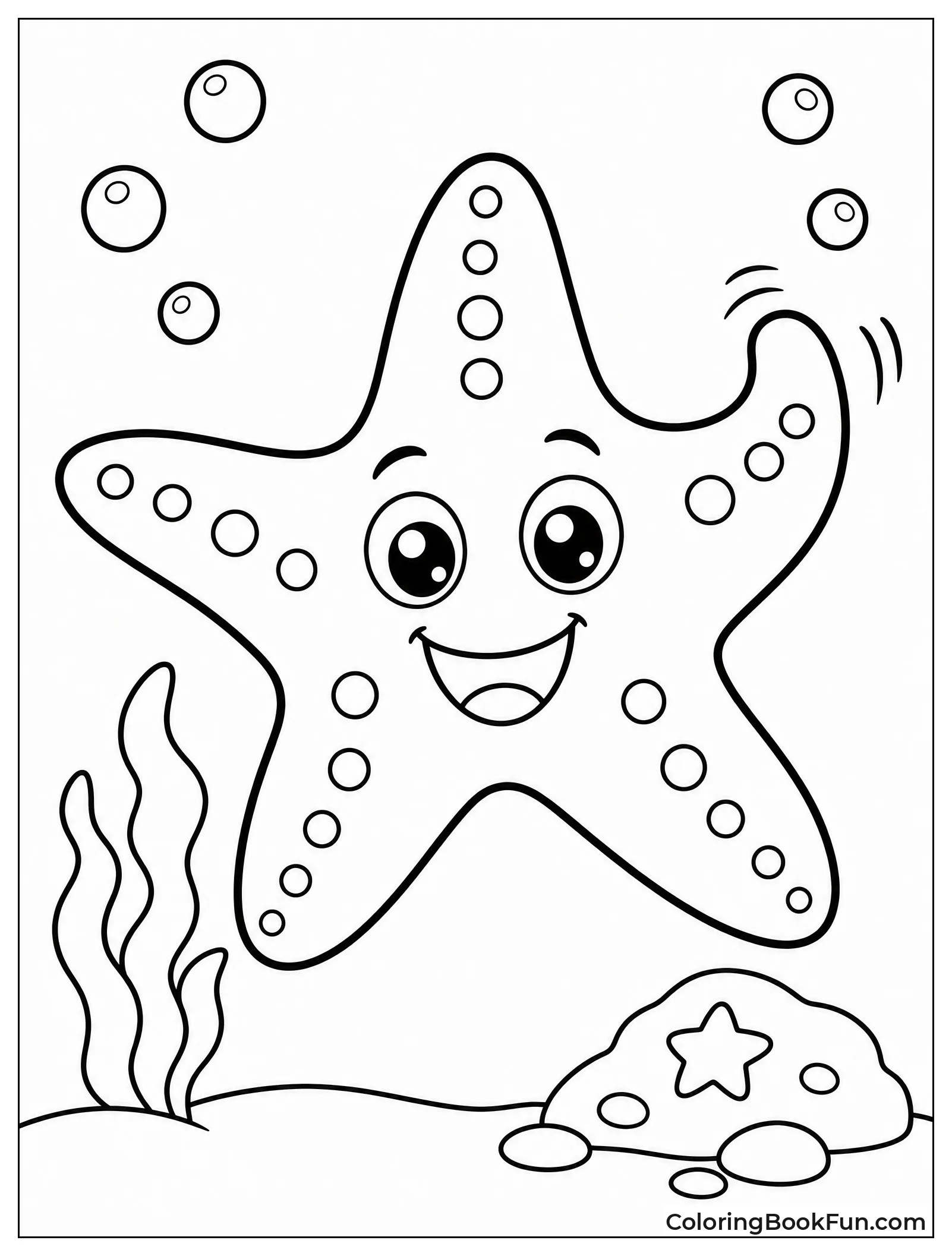 Smiling Cartoon Starfish Waving Hello