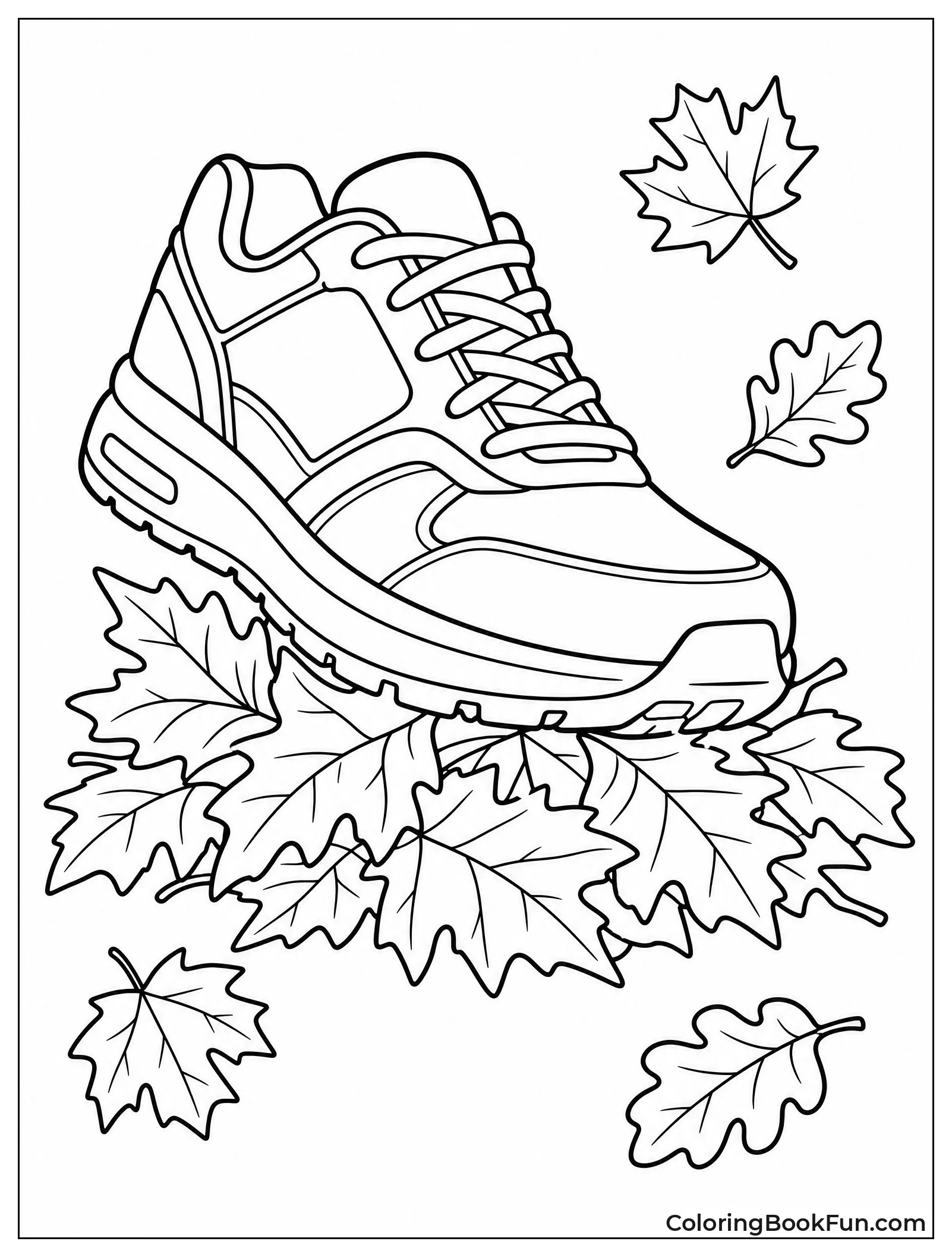 Sneaker Crunching Through Colorful Autumn Leaves