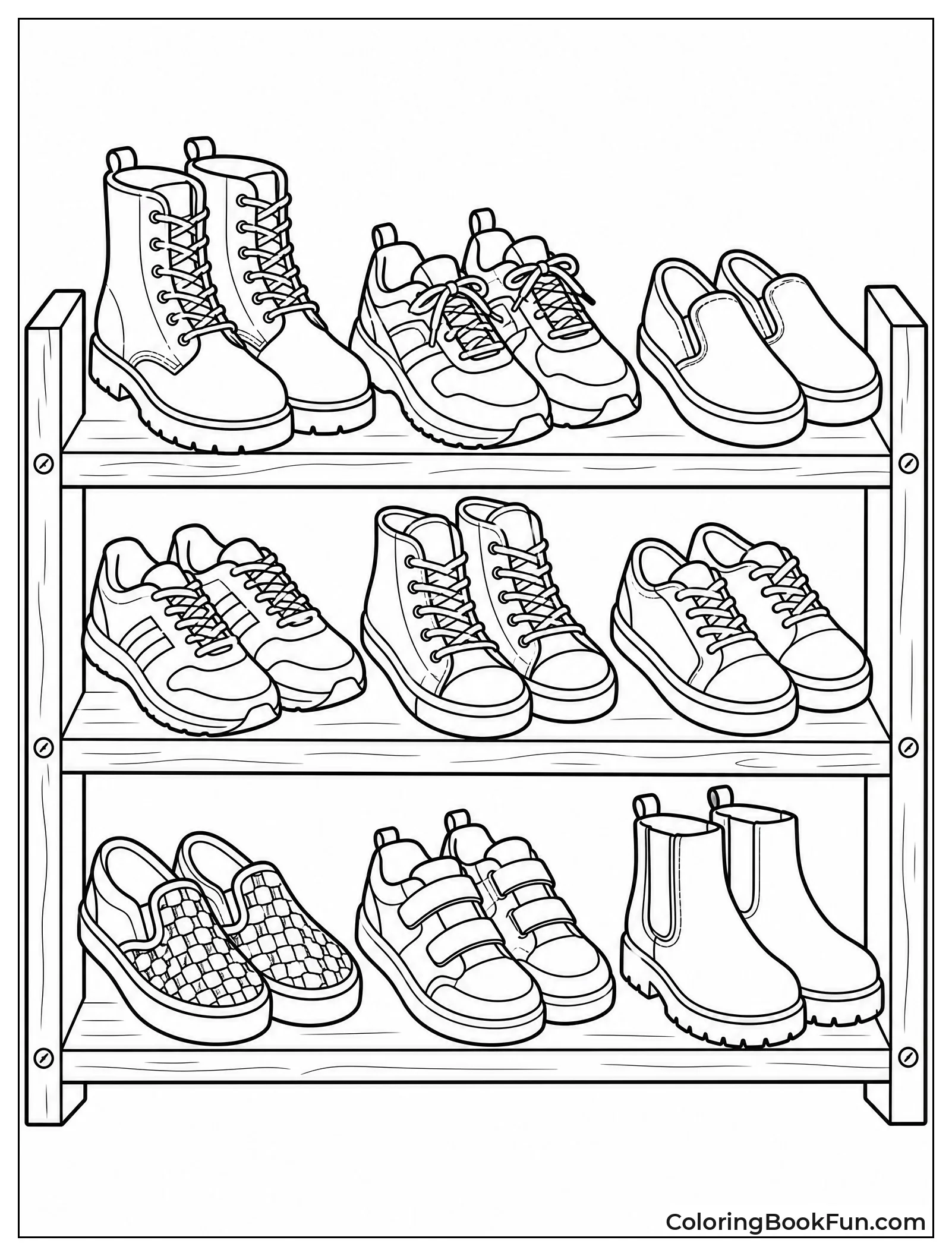 Collection of Sneakers on a Rack