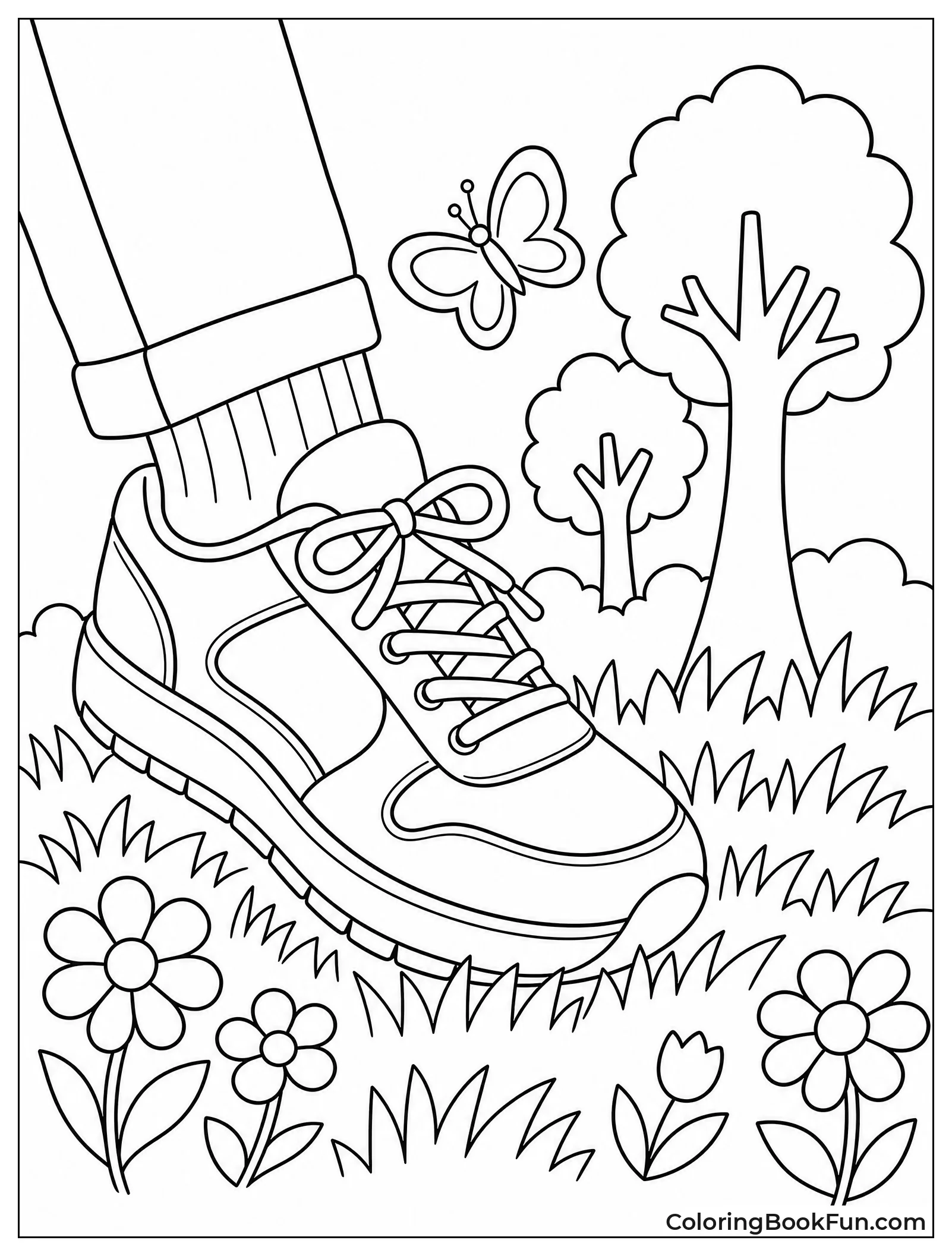 Sneaker Stepping on Grass in the Park