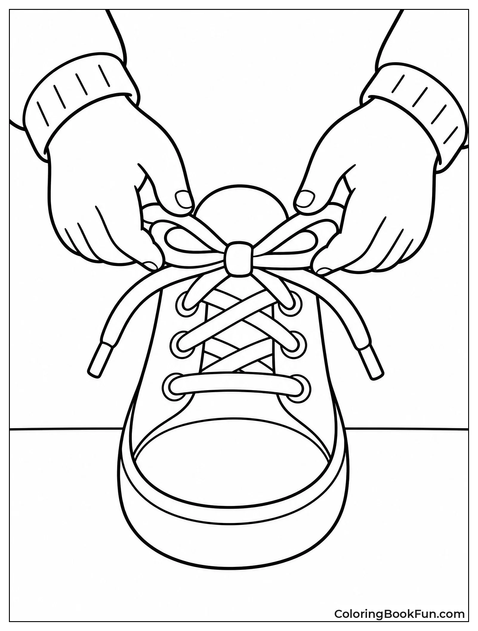 Hands Tying Laces on a Sneaker