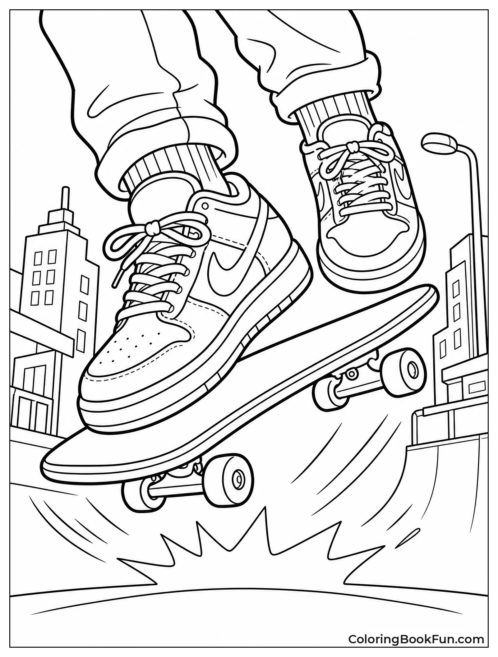Sneakers Doing a Skateboard Kickflip