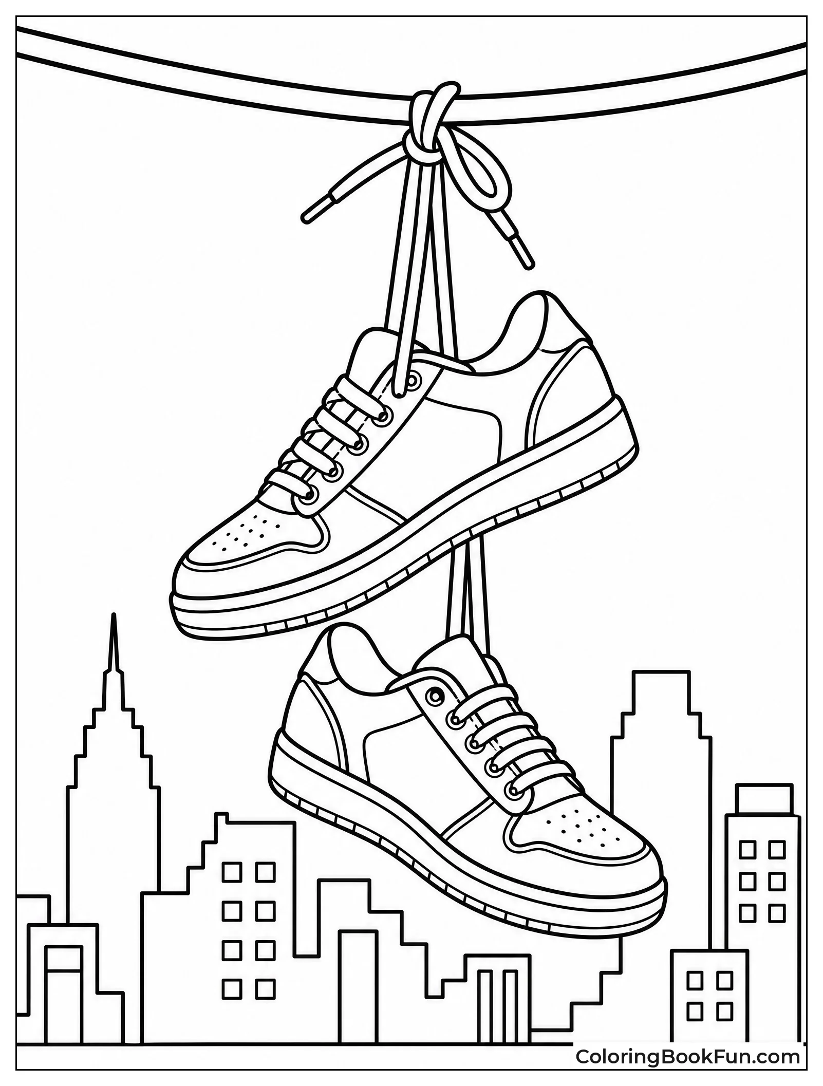 Sneakers Hanging on a Telephone Wire