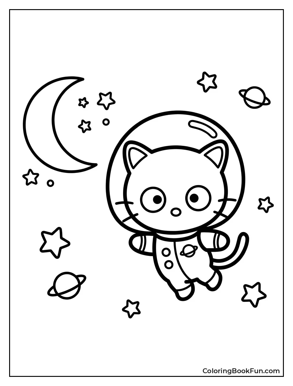 Chococat Floats in Space Near Moon