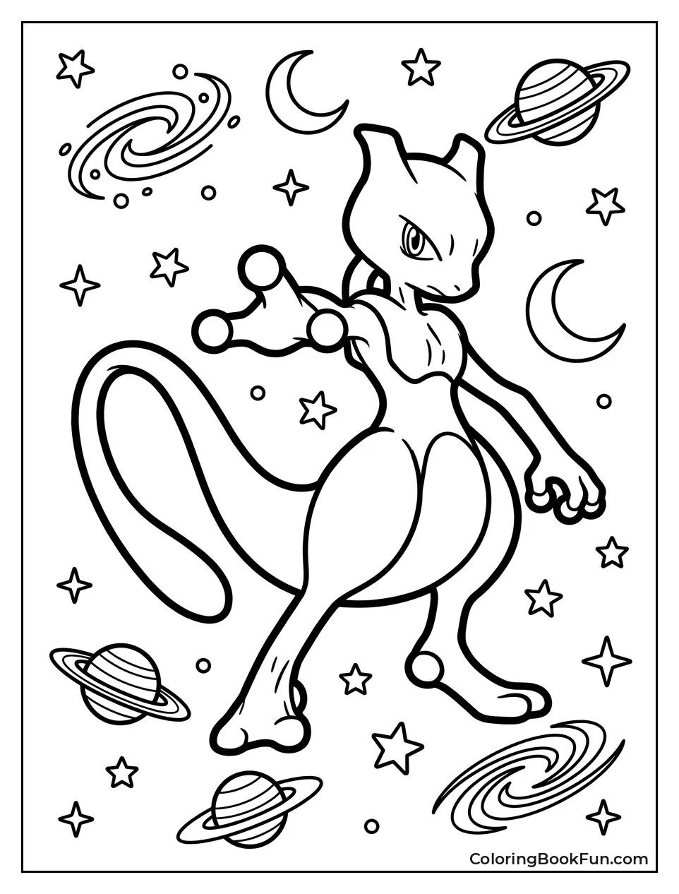 Mewtwo Flies Through Space Among Stars