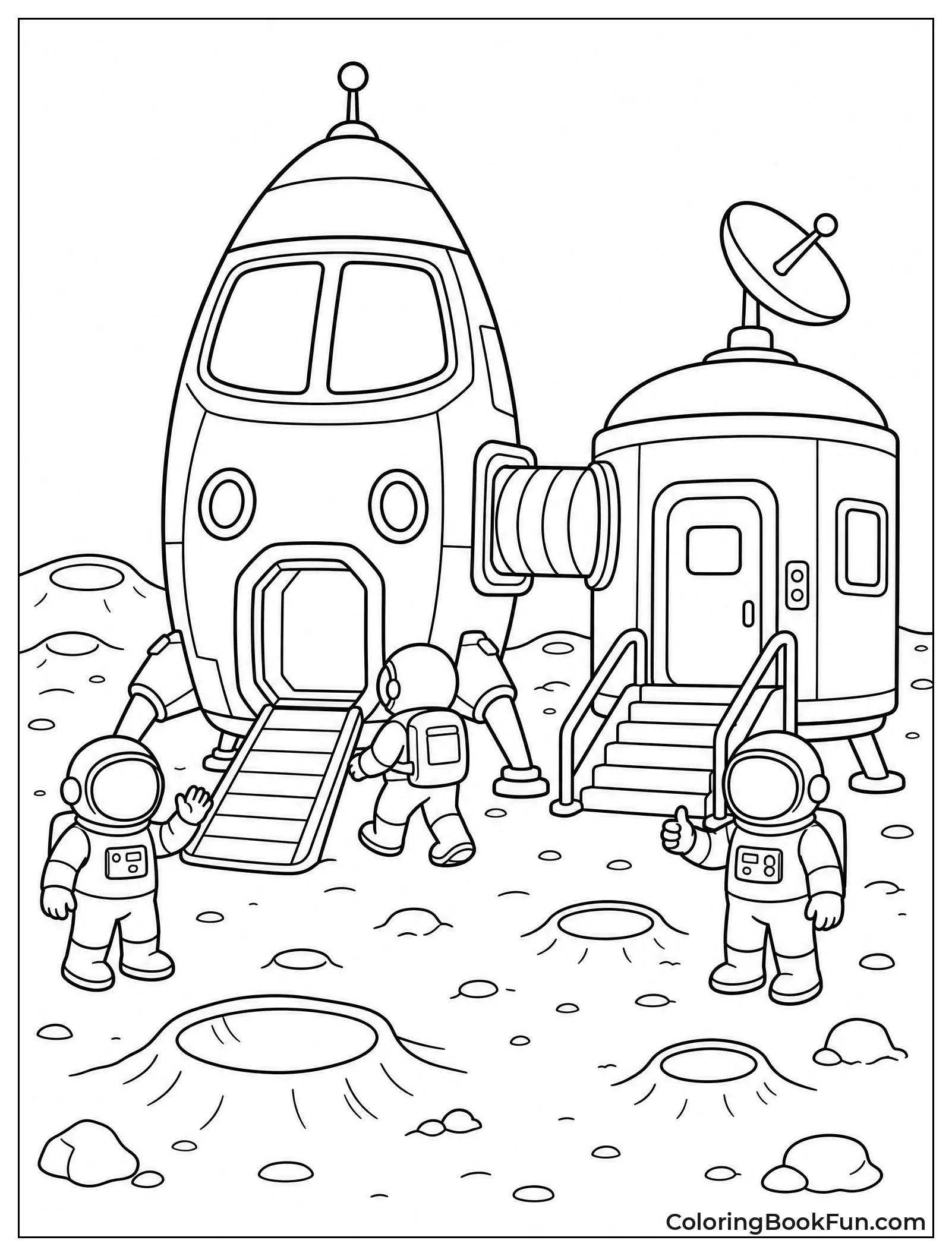 Spaceship Docked at Moon Base