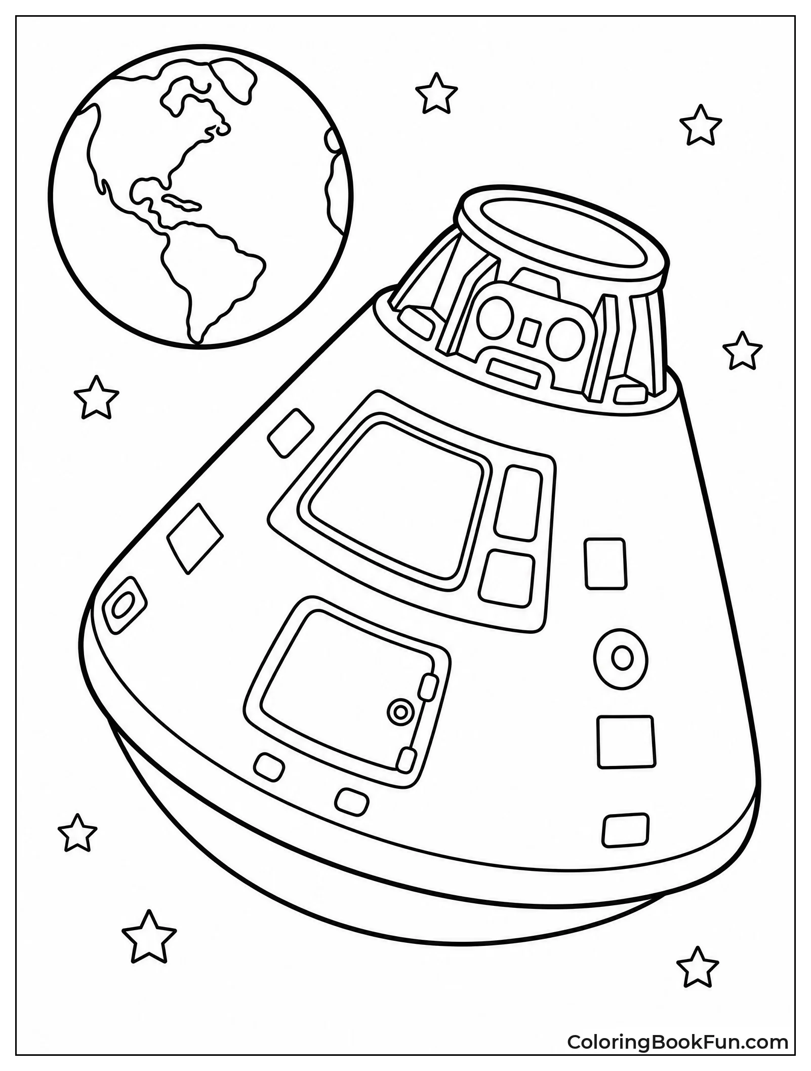 Apollo Capsule with Earth Nearby