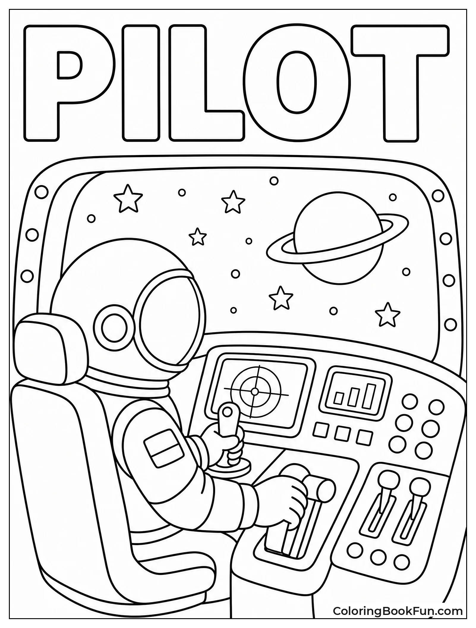 Astronaut Piloting Spaceship in Cockpit