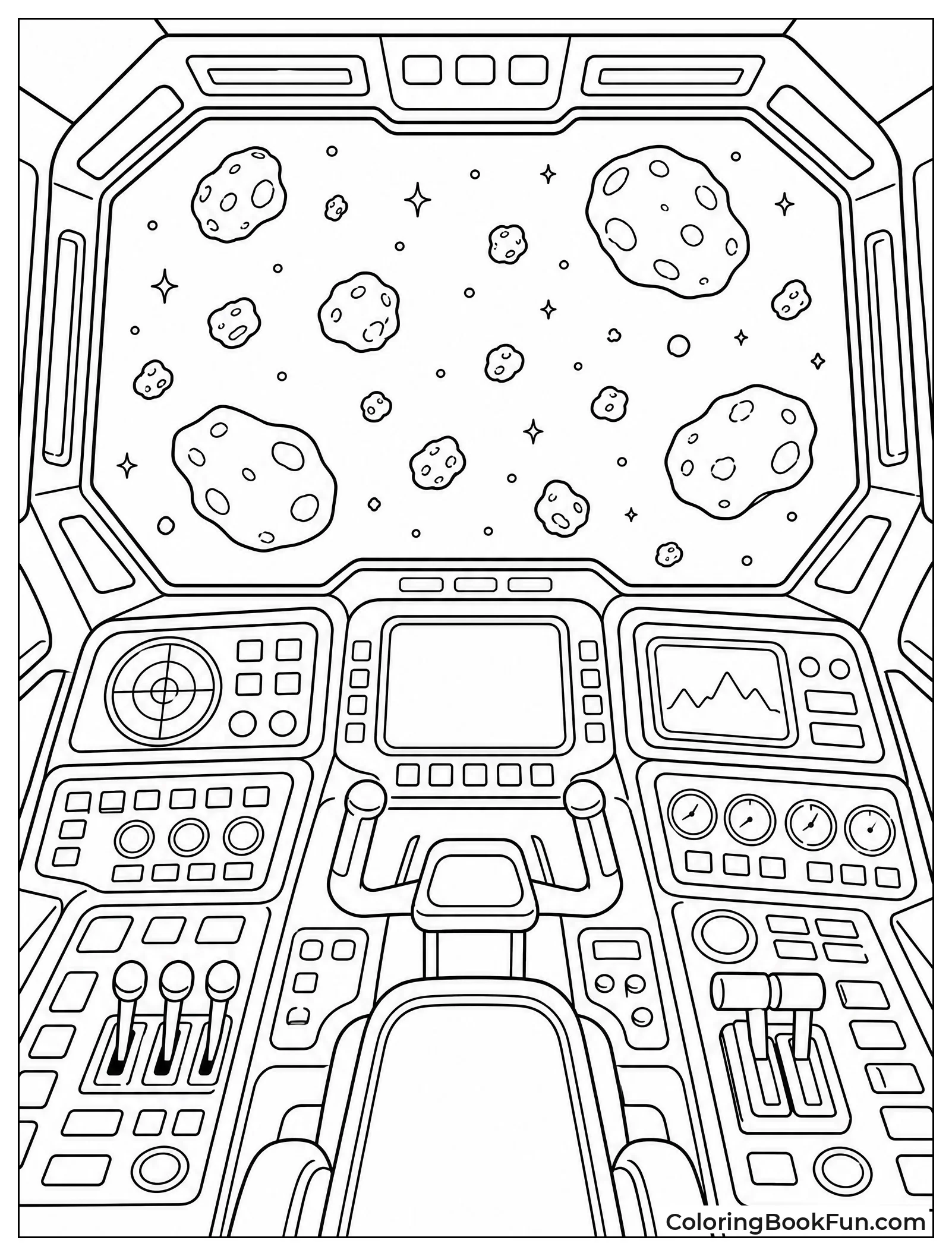 View from Cockpit with Asteroids