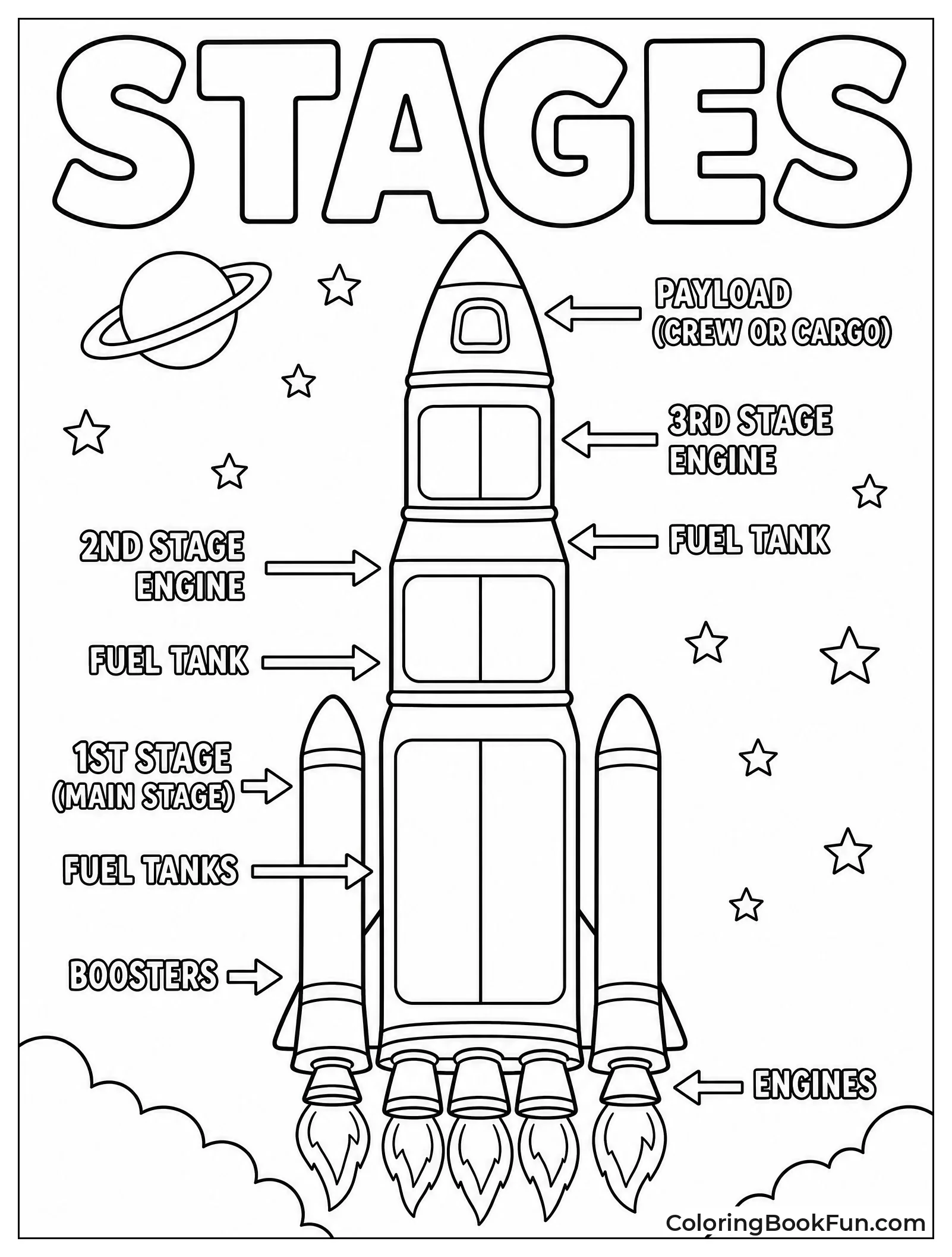 Labeled Rocket Diagram with Parts