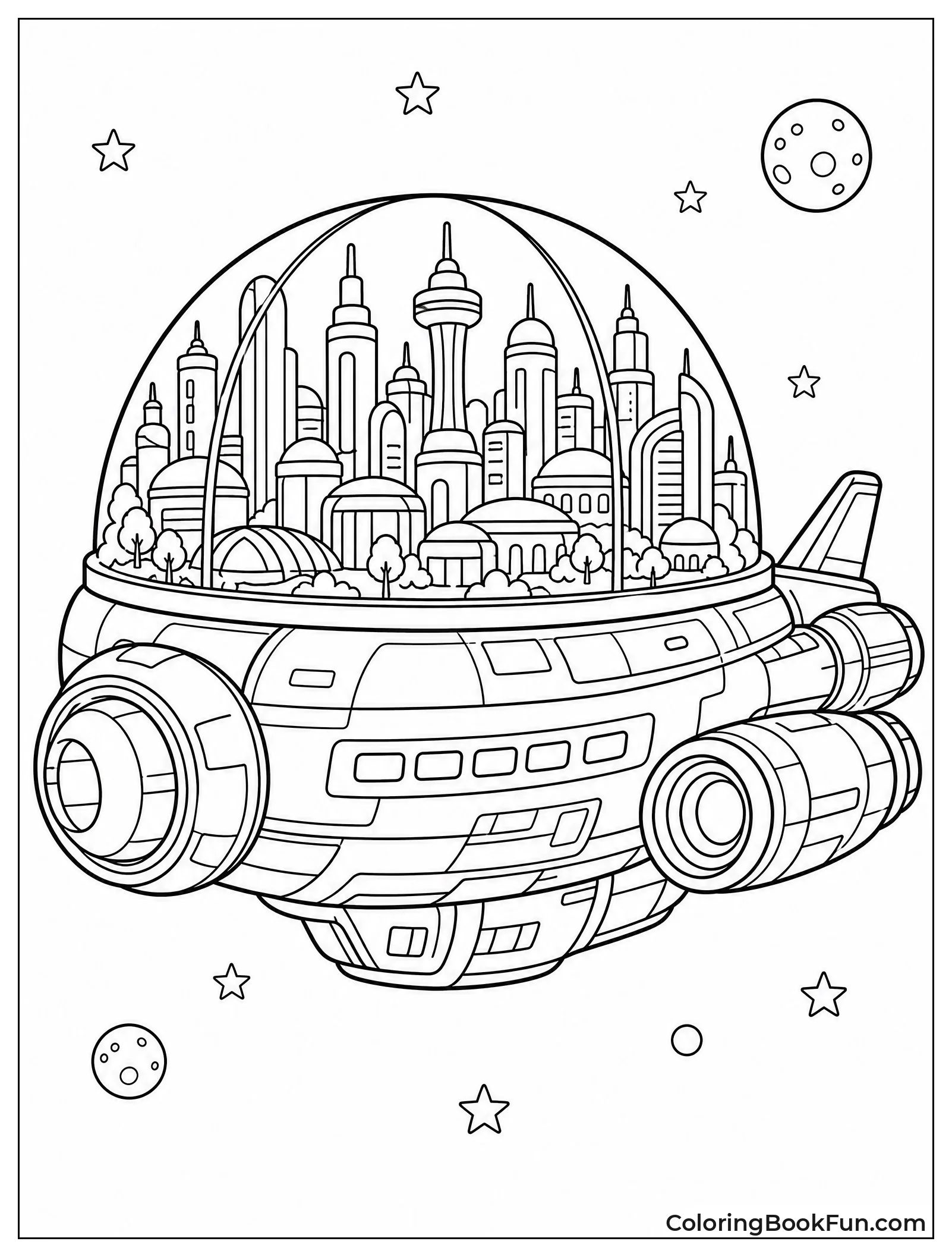 Floating City Ship with Dome