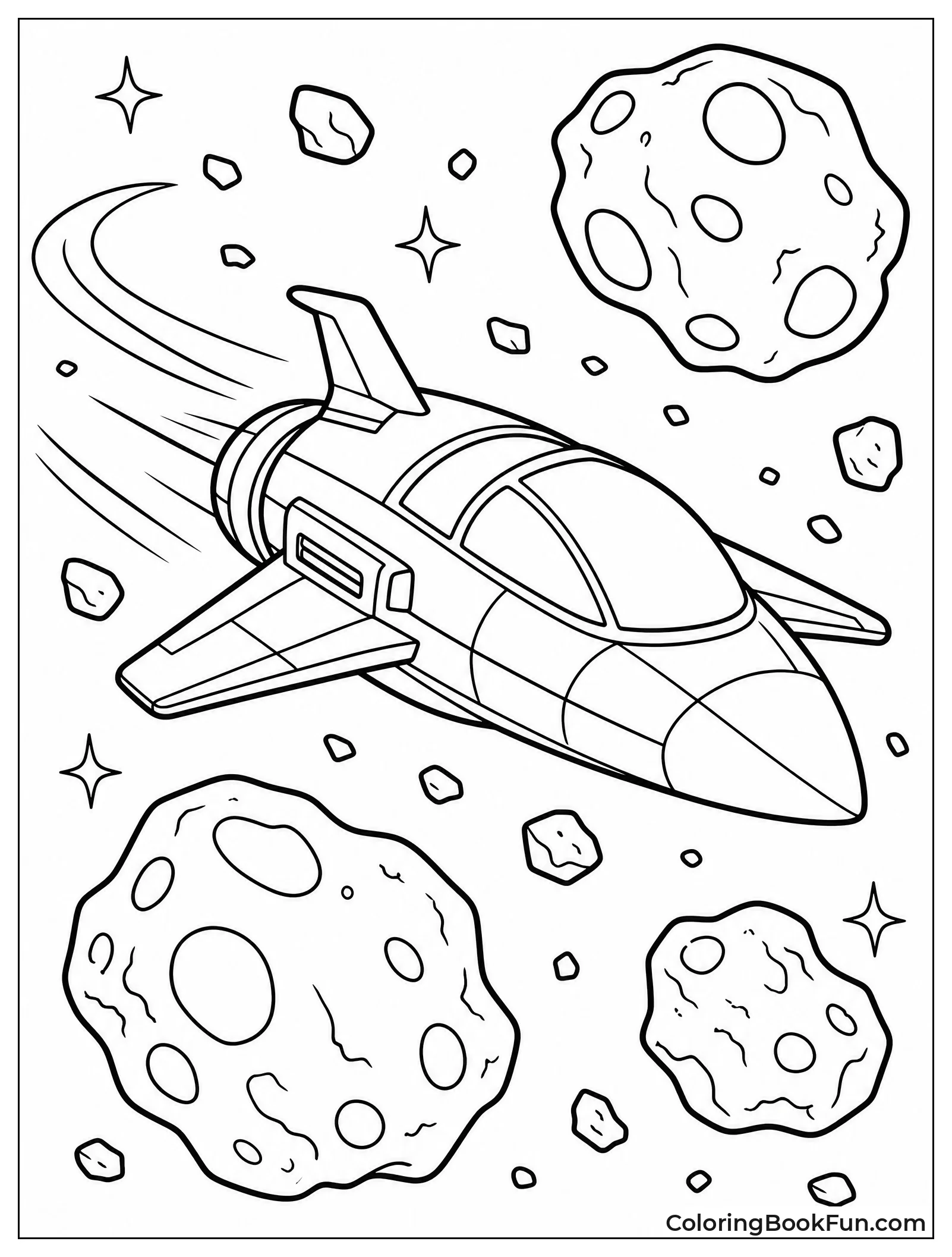 Spaceship Dodging Big Asteroids
