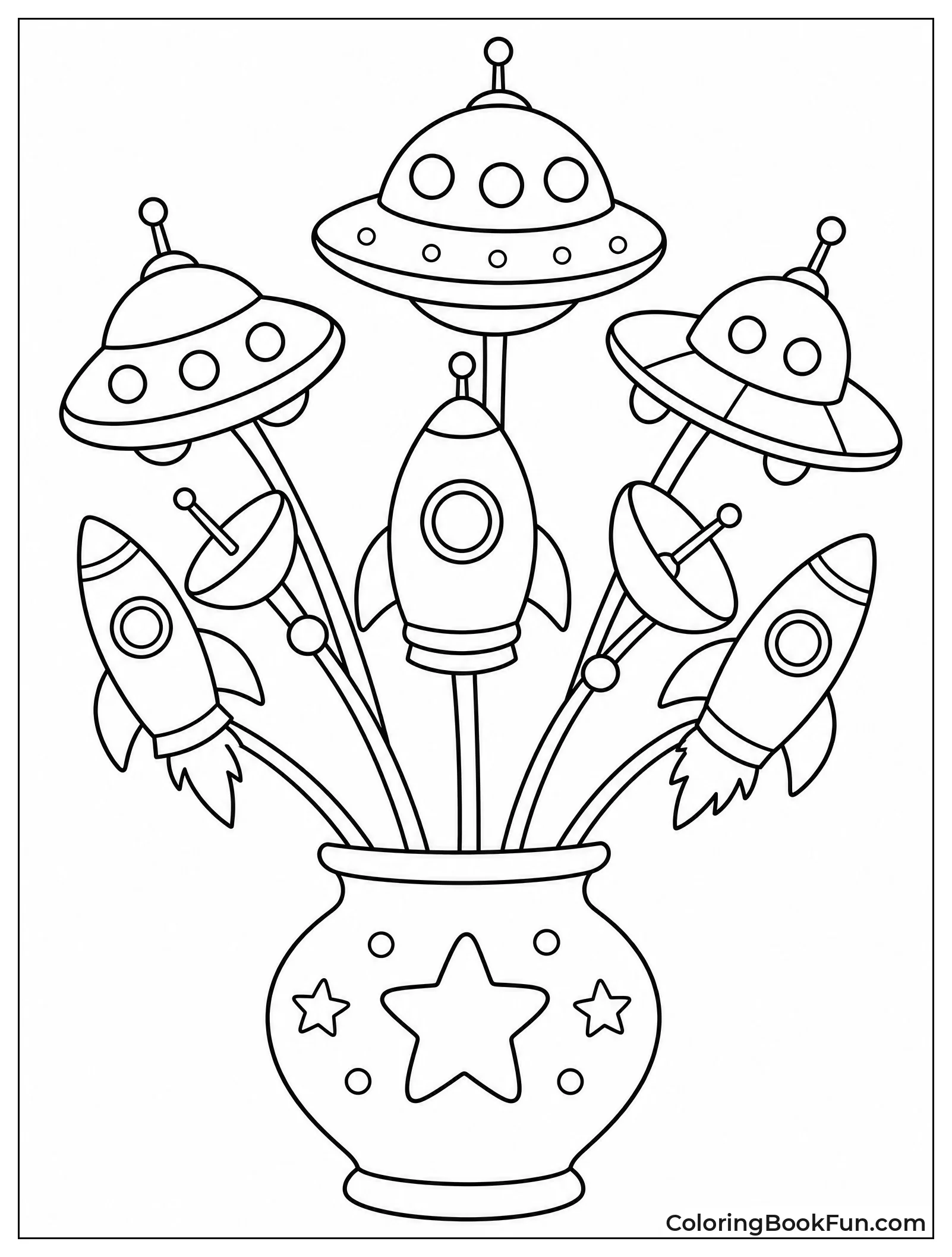 Spaceships in Flower Bouquet Vase