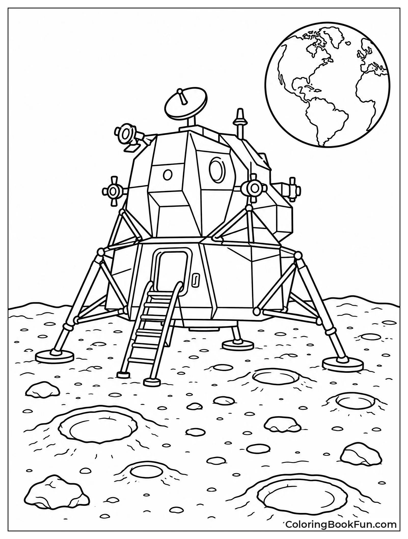 Lunar Lander on Cratered Moon