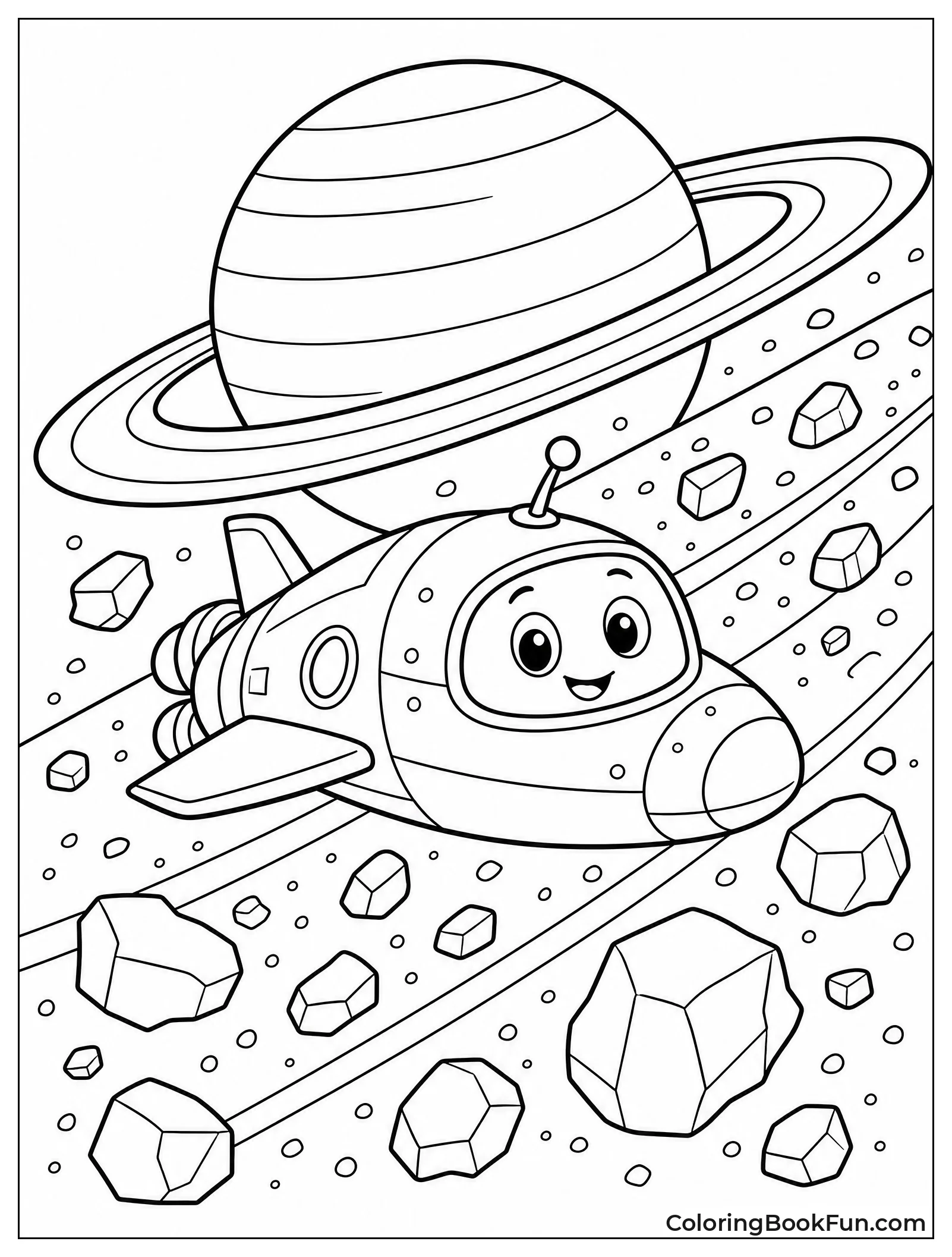 Ship Weaving Through Saturn Rings