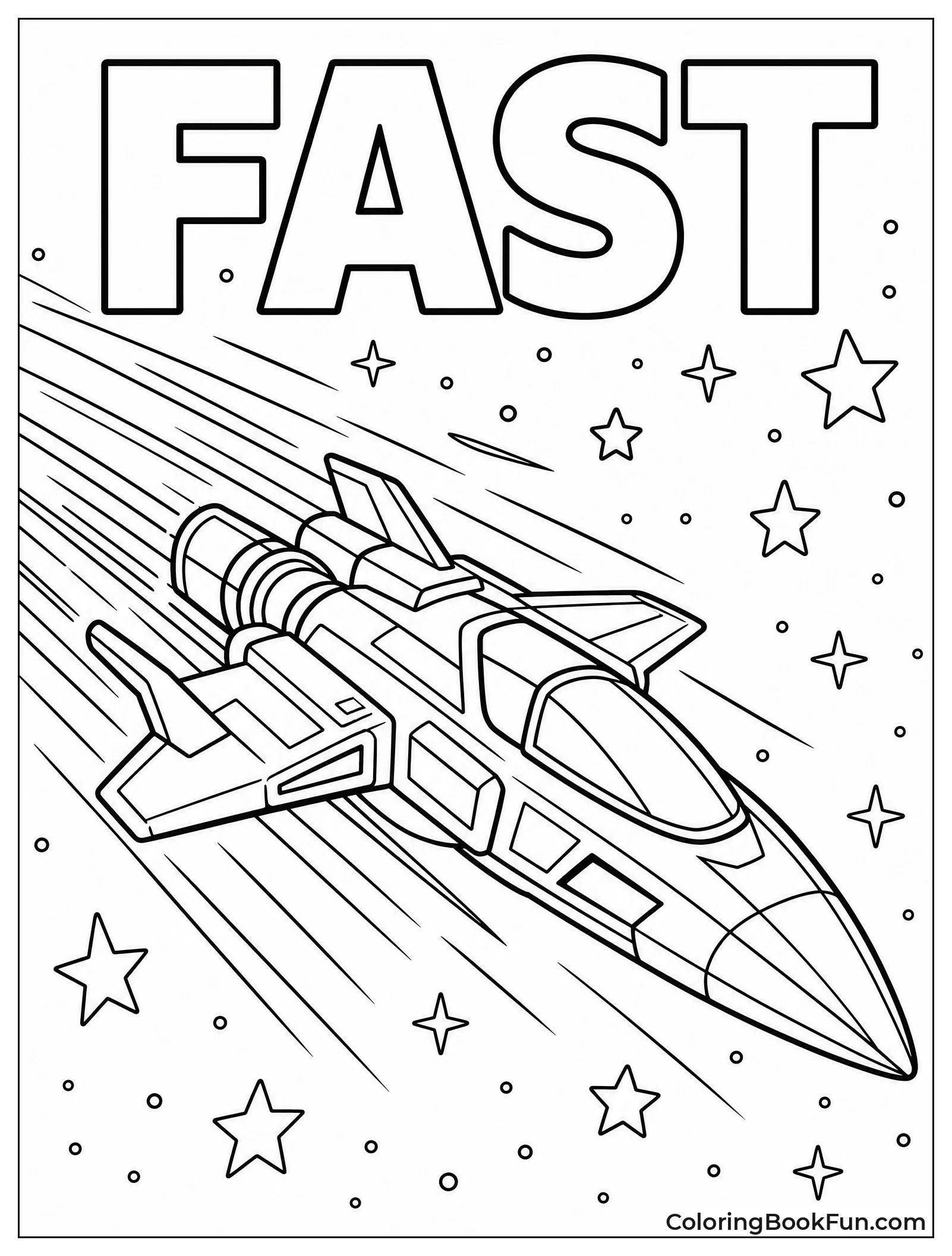 Racing Ship Zooming Past Stars