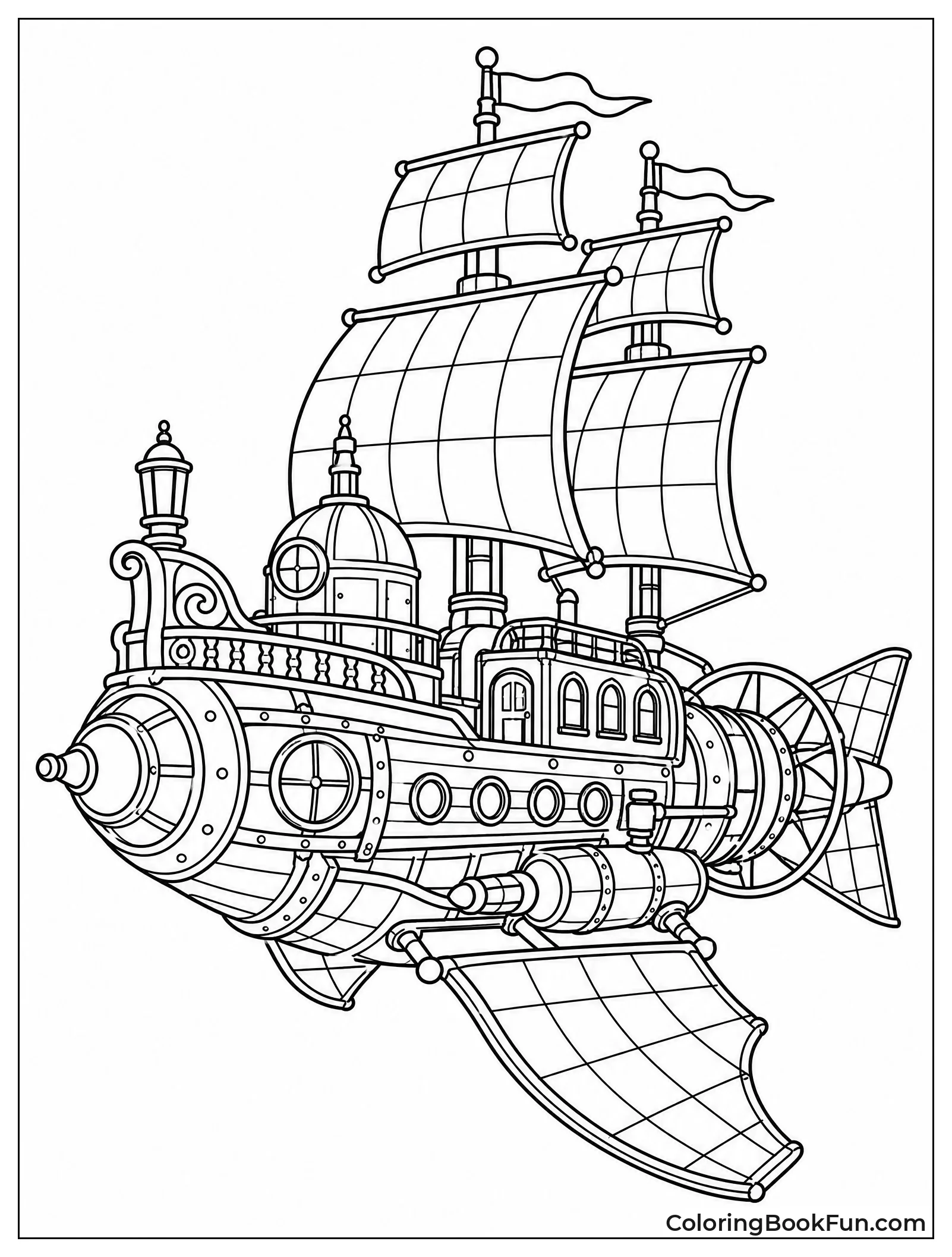 Steampunk Ship with Solar Sails