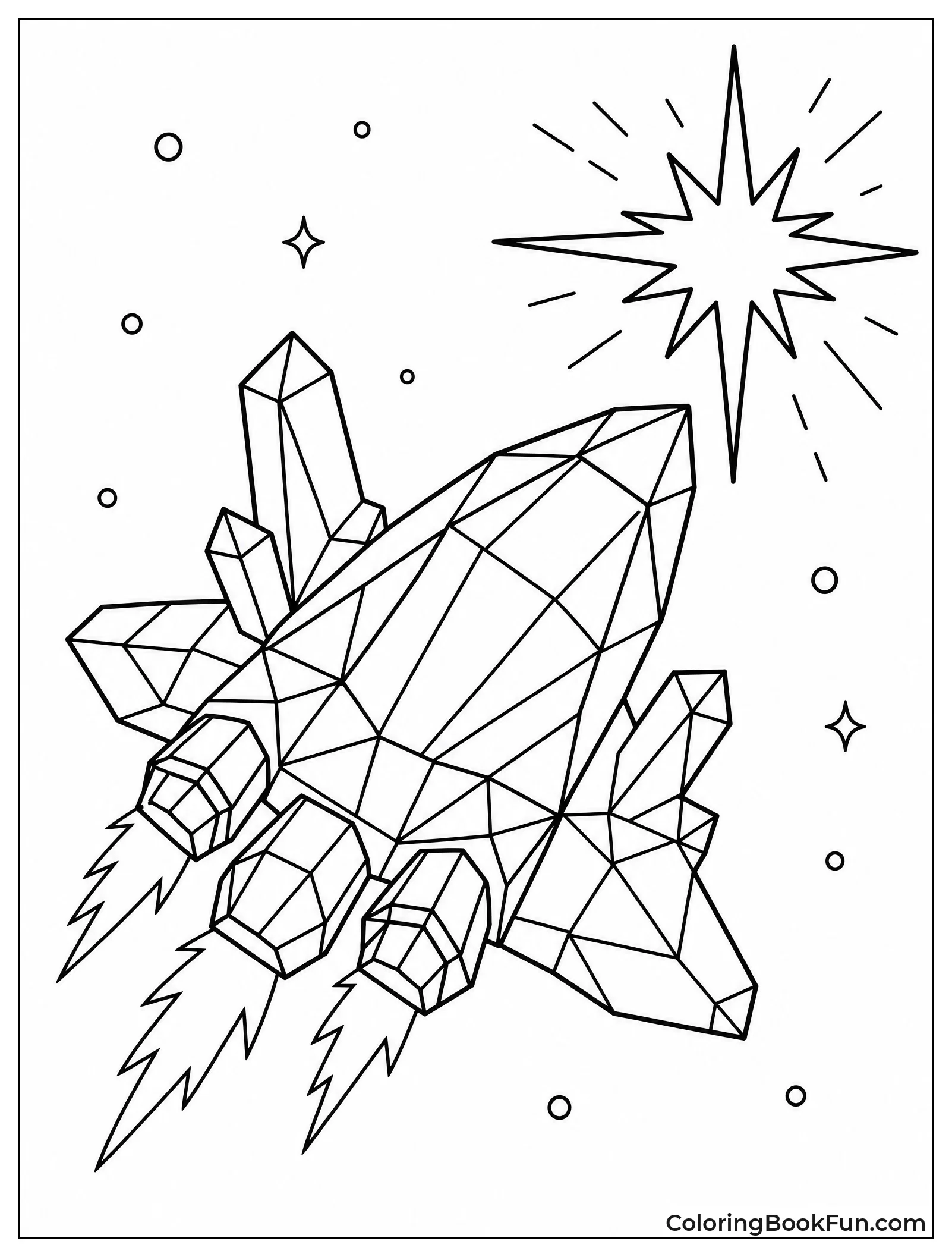 Crystal Spaceship Near Bright Star