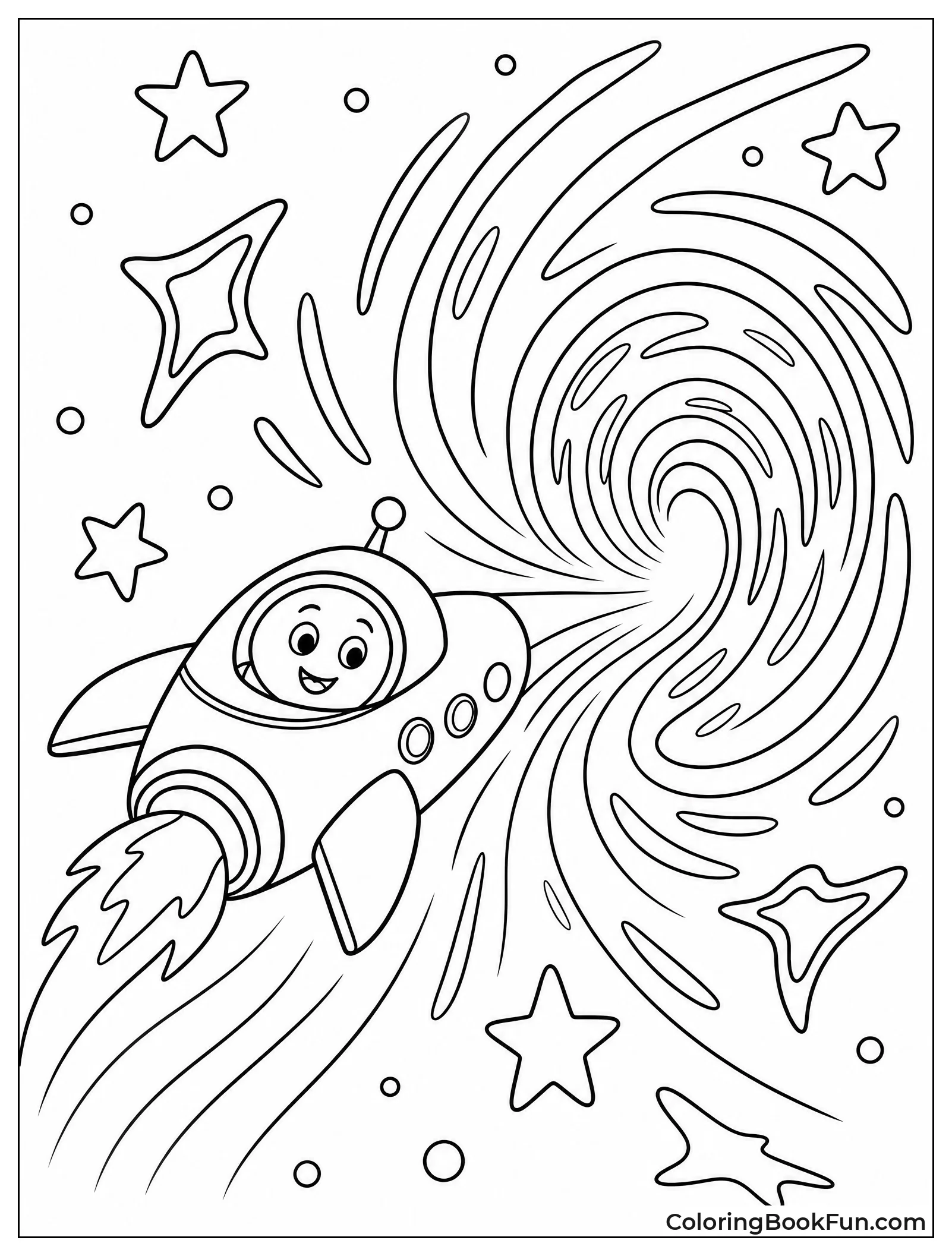 Spaceship Entering Swirling Wormhole