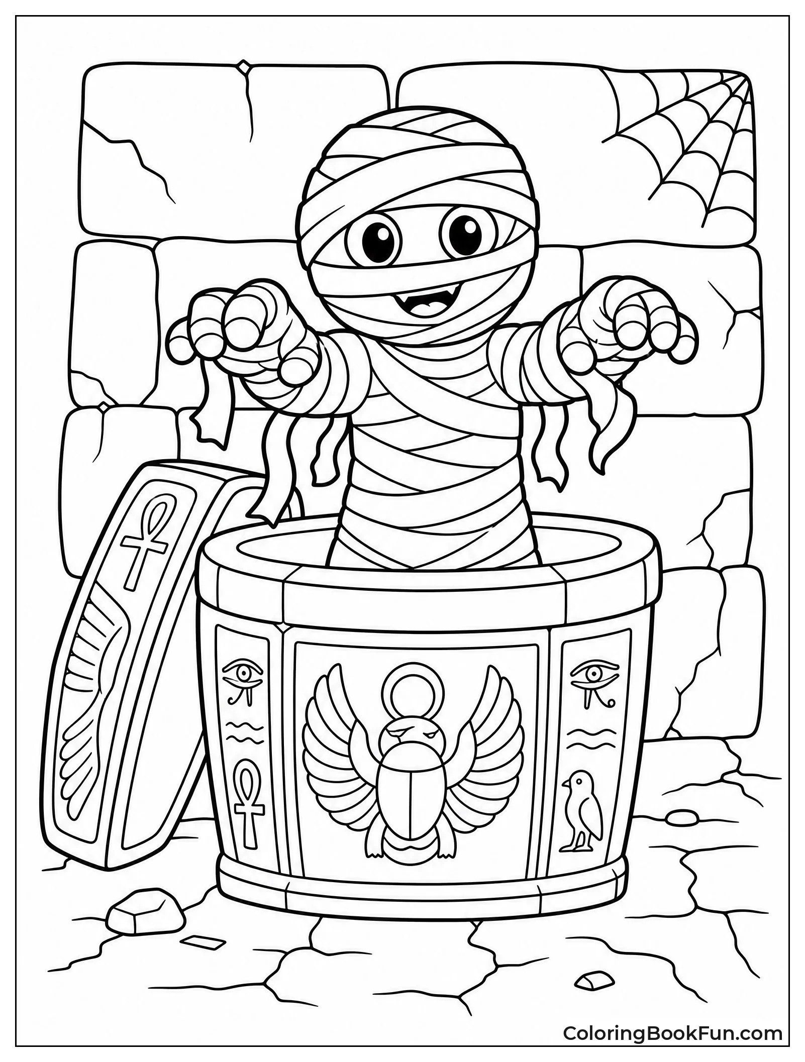 Mummy Rising from Stone Sarcophagus