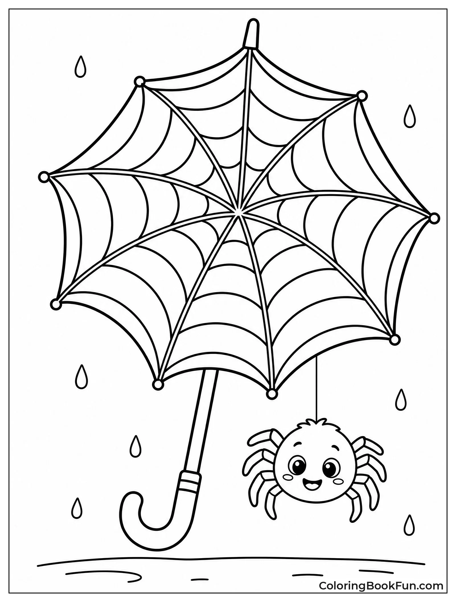 Spiderweb Umbrella with Cute Spider