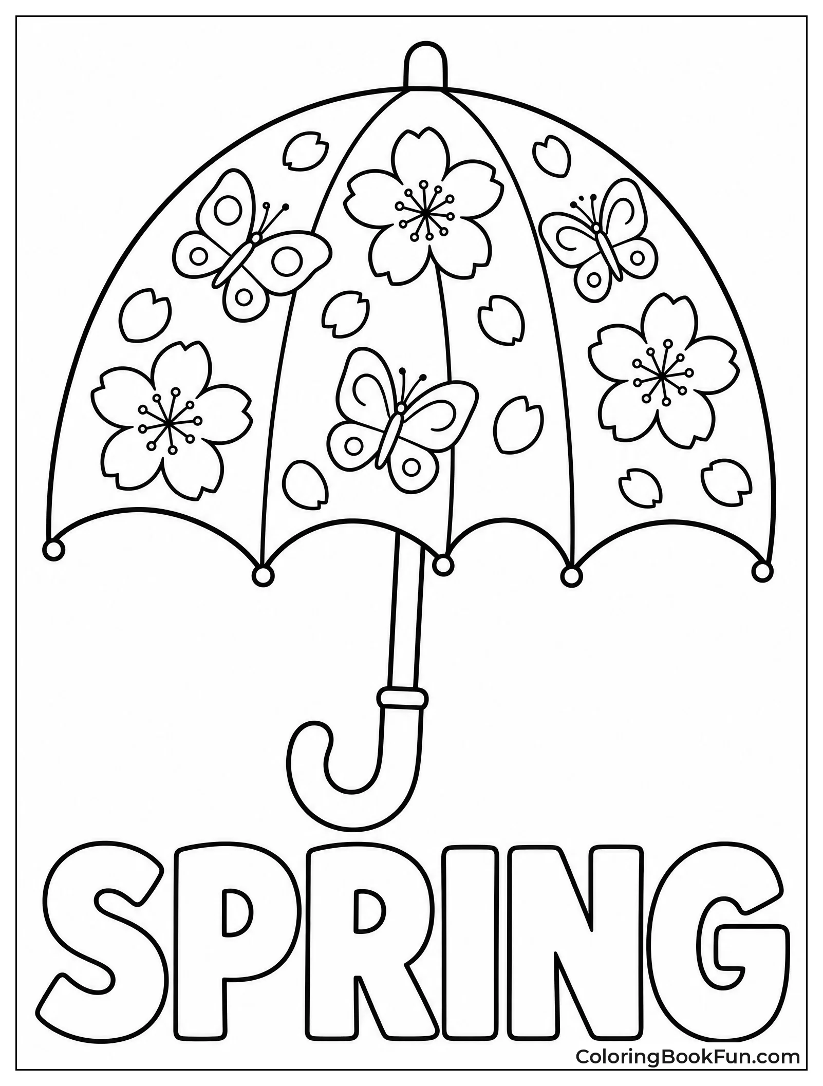 Umbrella with Cherry Blossoms and Butterflies