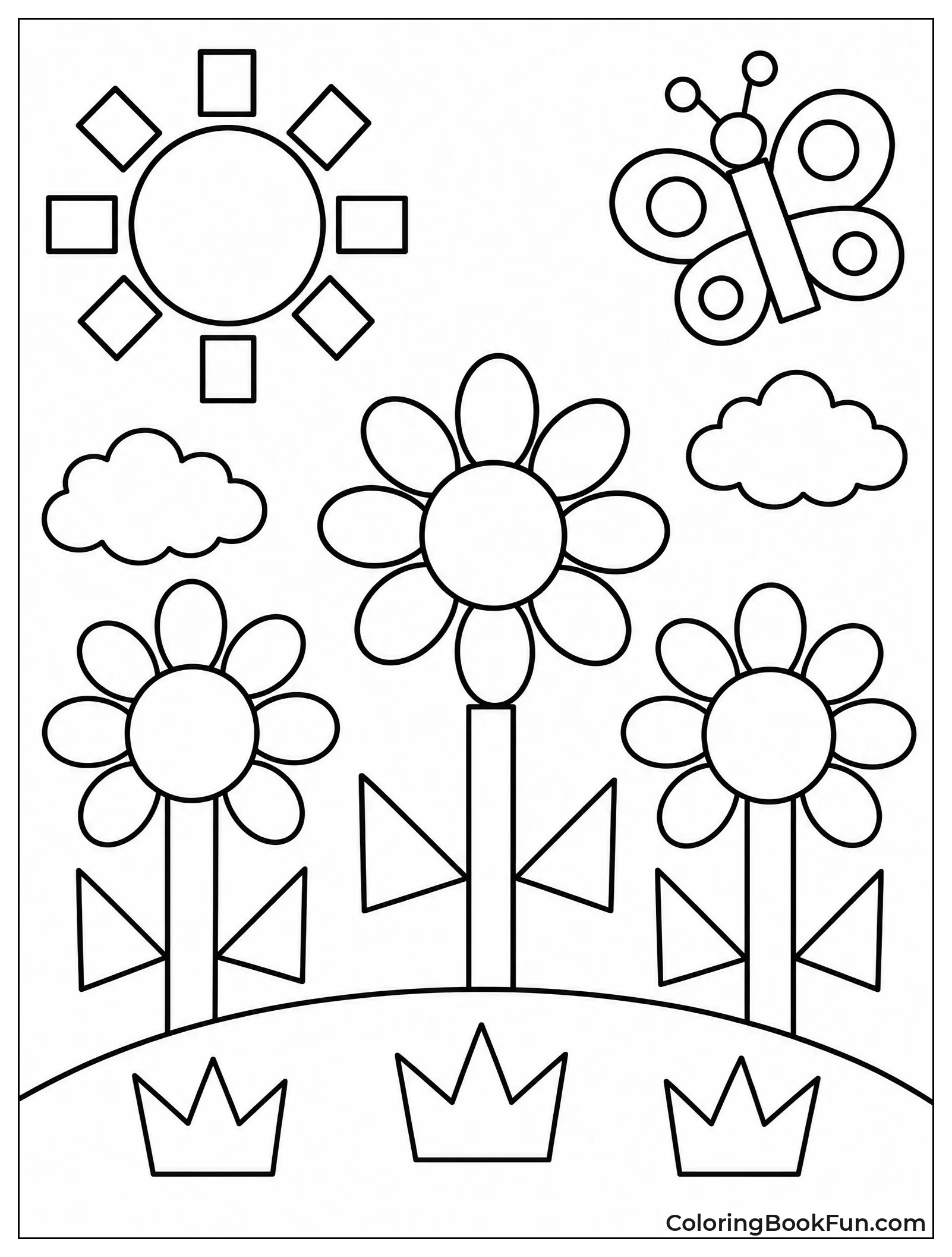 Garden Flowers Made from Shapes