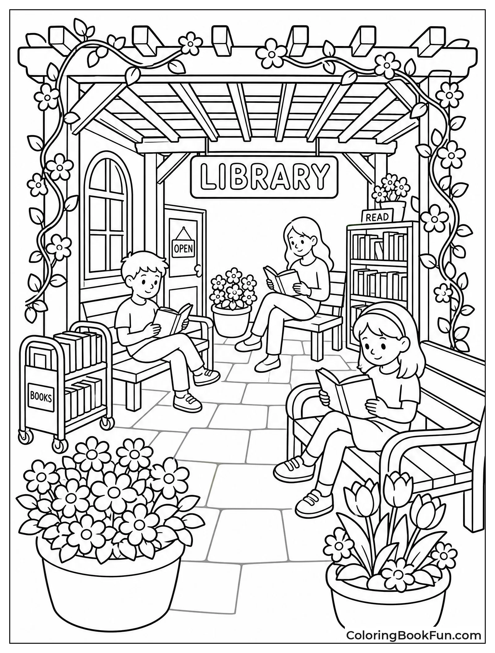 Reading in Spring Library Garden