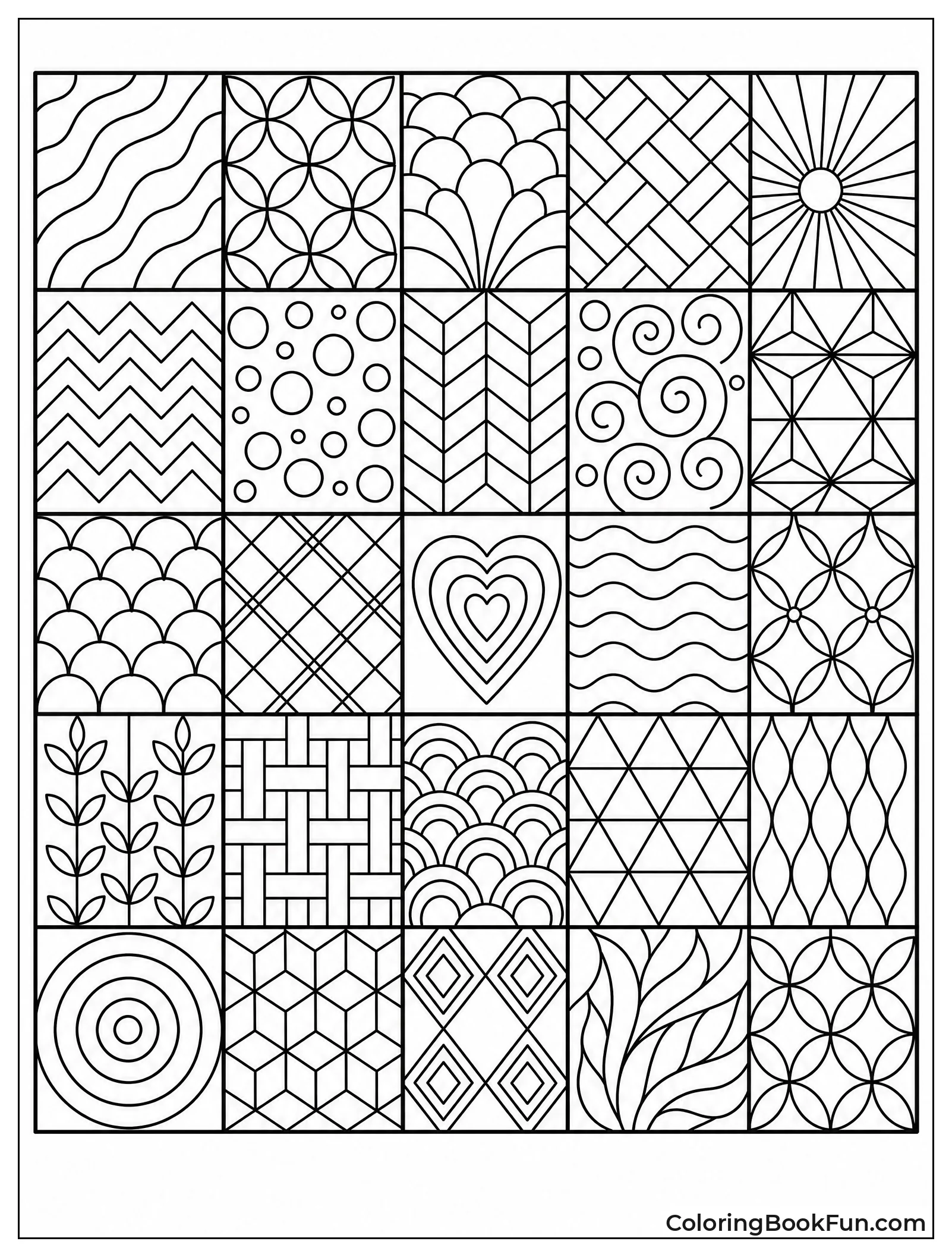 Grid of Square Tiles with Designs