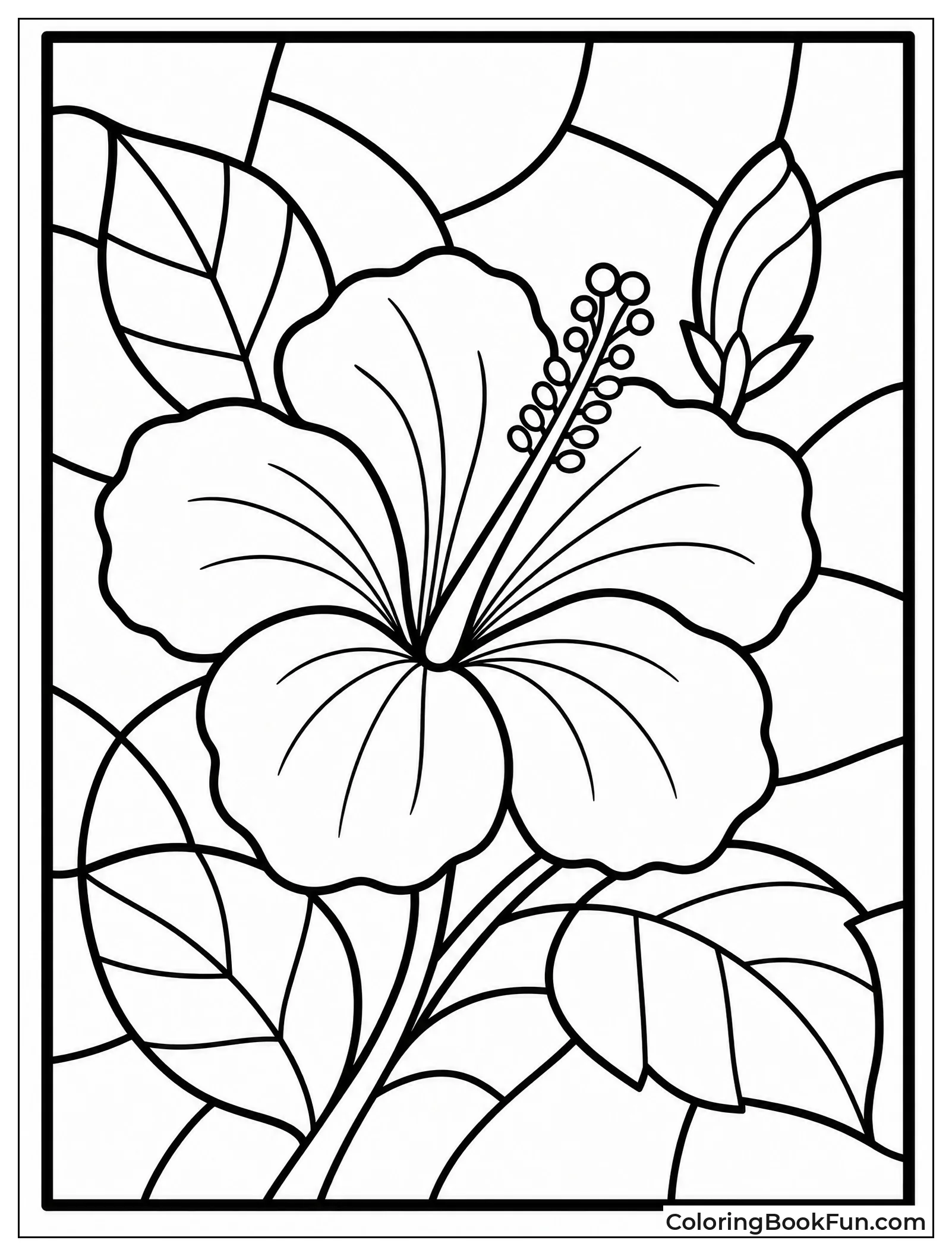 Stained Glass Hibiscus Window Design