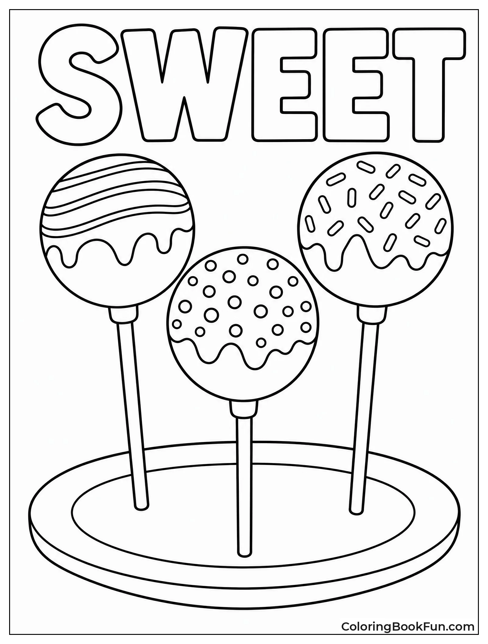 Three Colorful Cake Pops on Plate