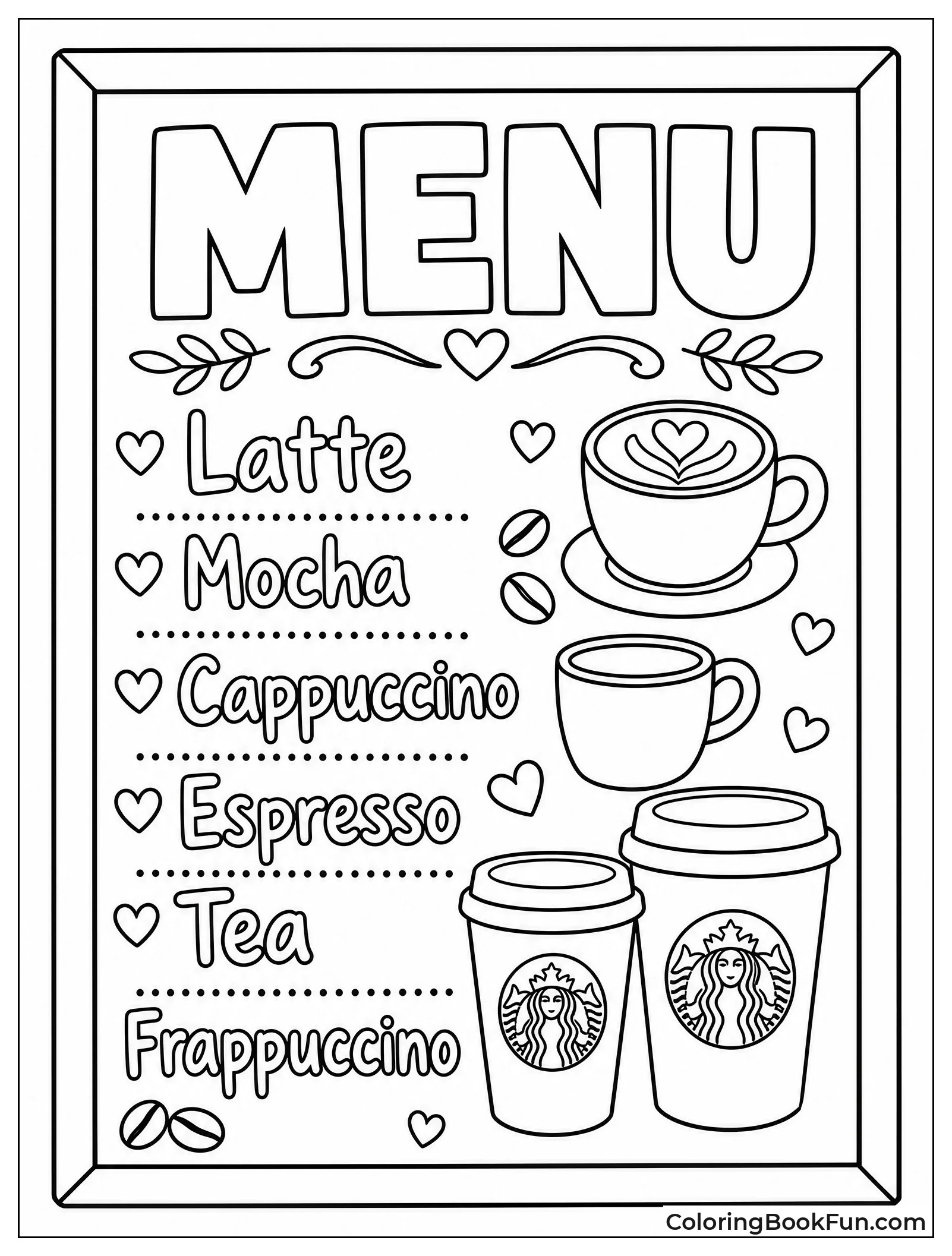 Chalkboard Menu with Drink Names