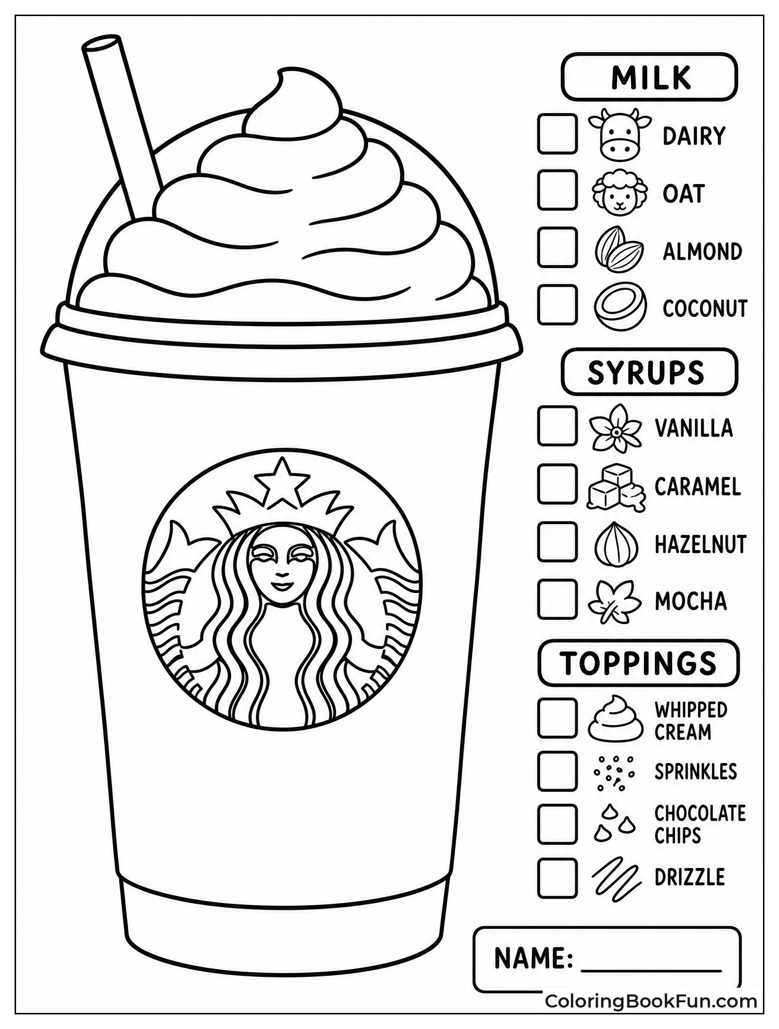 Color Your Own Custom Drink Card