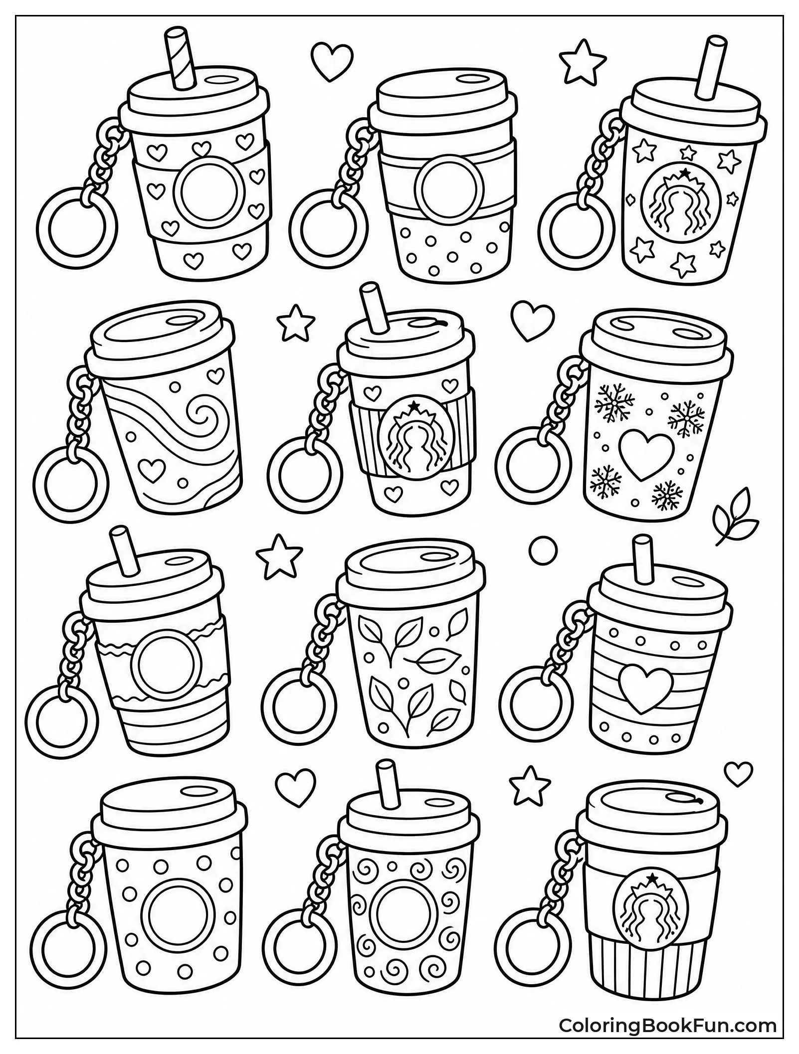 Tiny Keychain Cups in a Row
