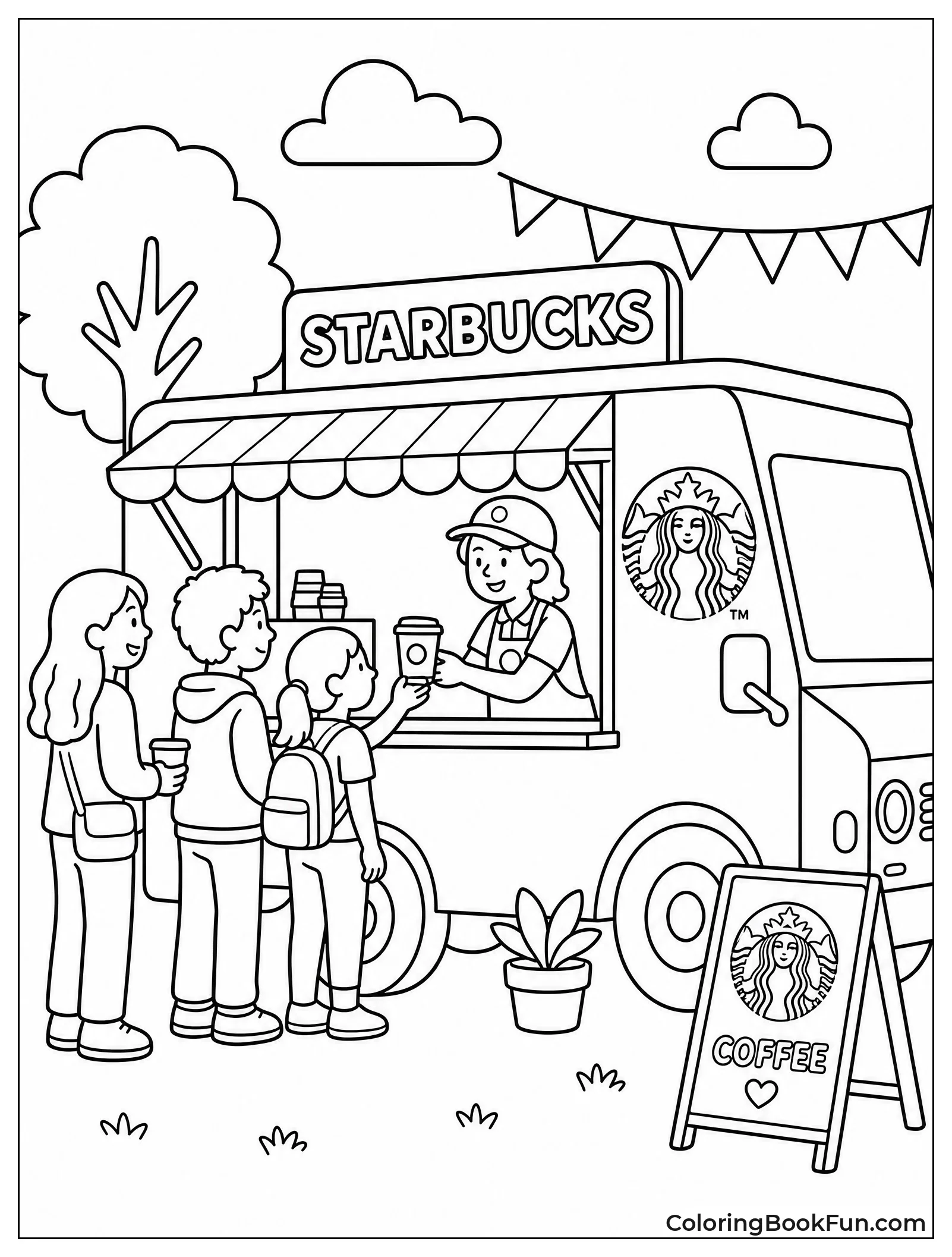 Food Truck Serves Coffee Outside