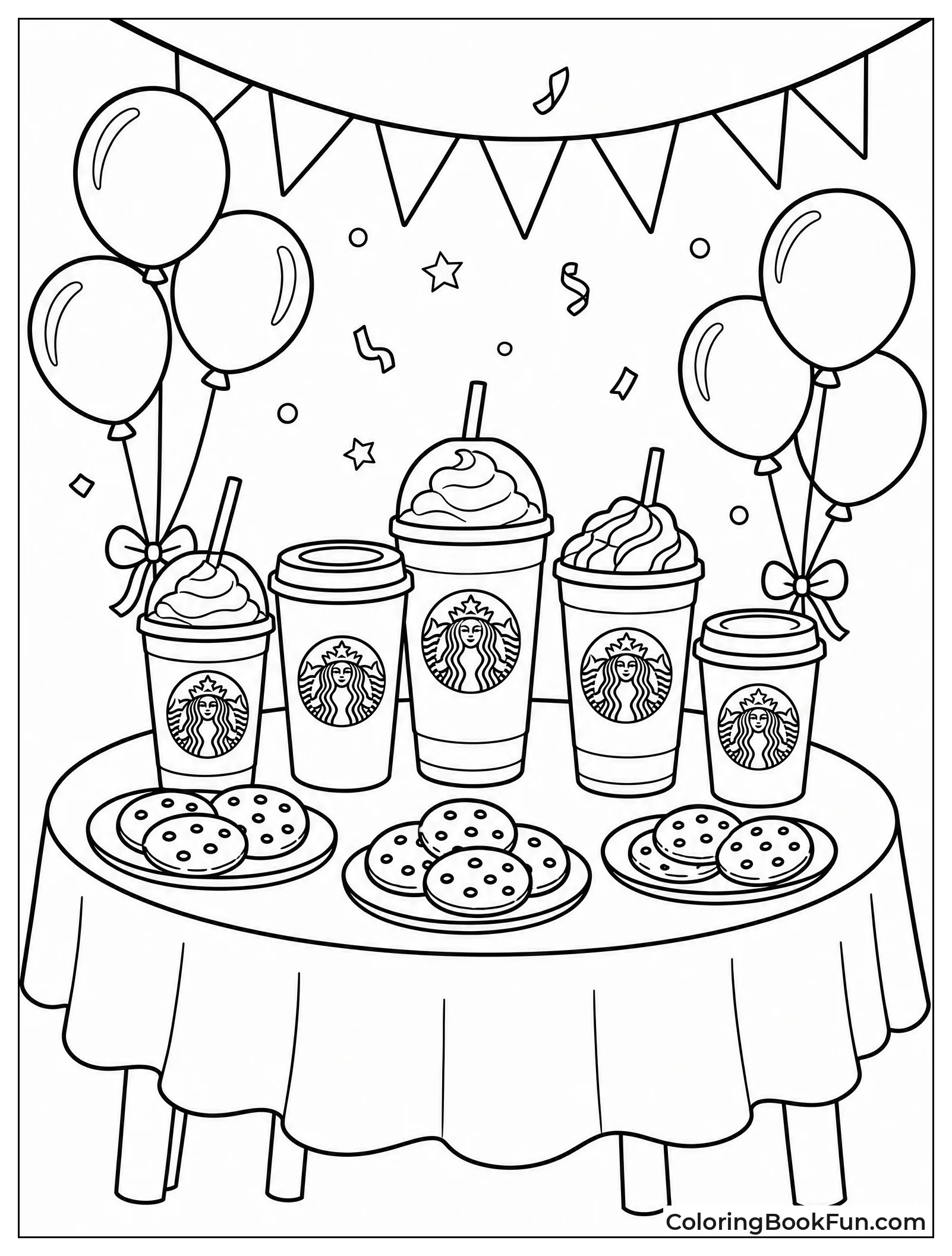 Party Table with Drinks and Snacks