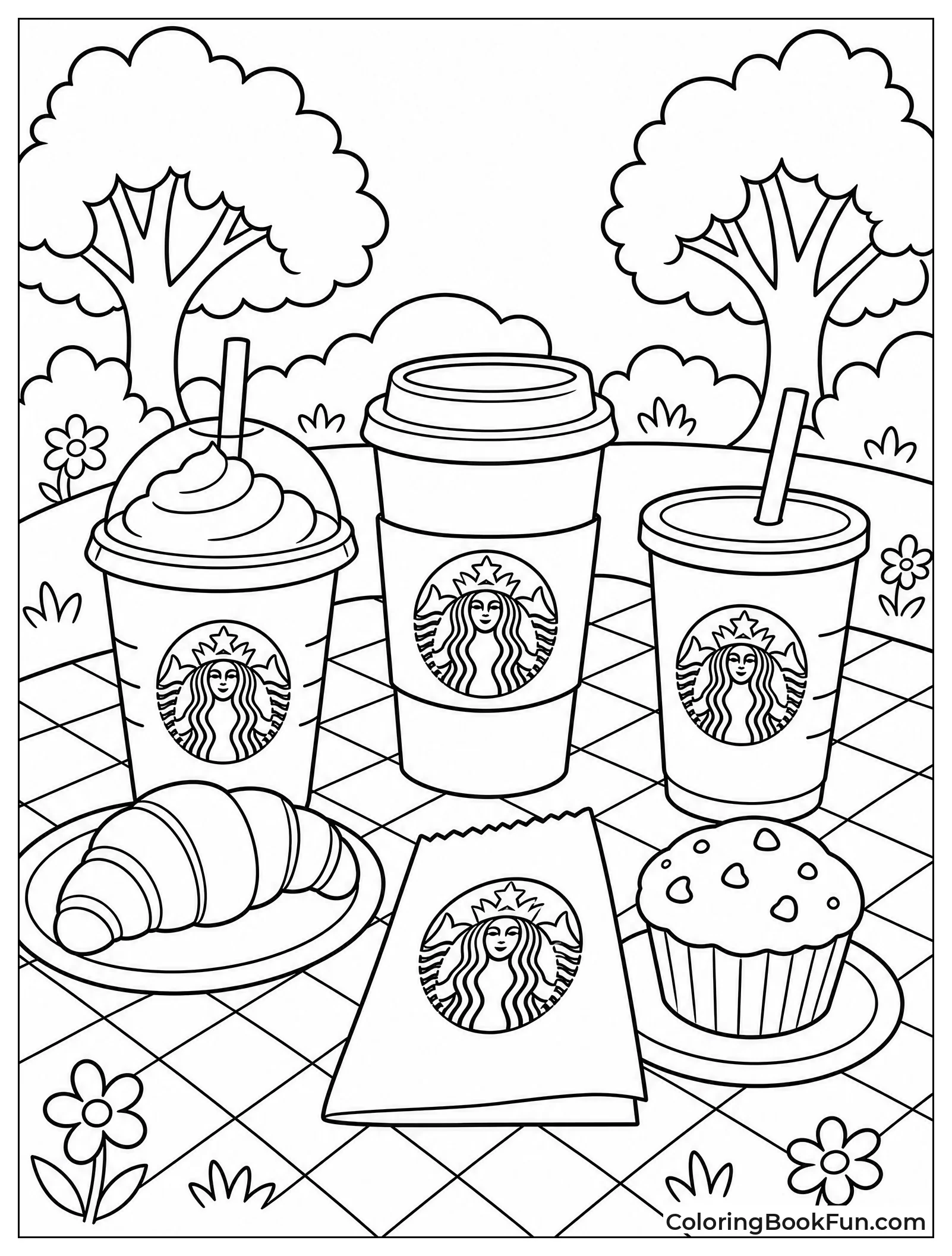 Picnic Blanket with Coffee Cups