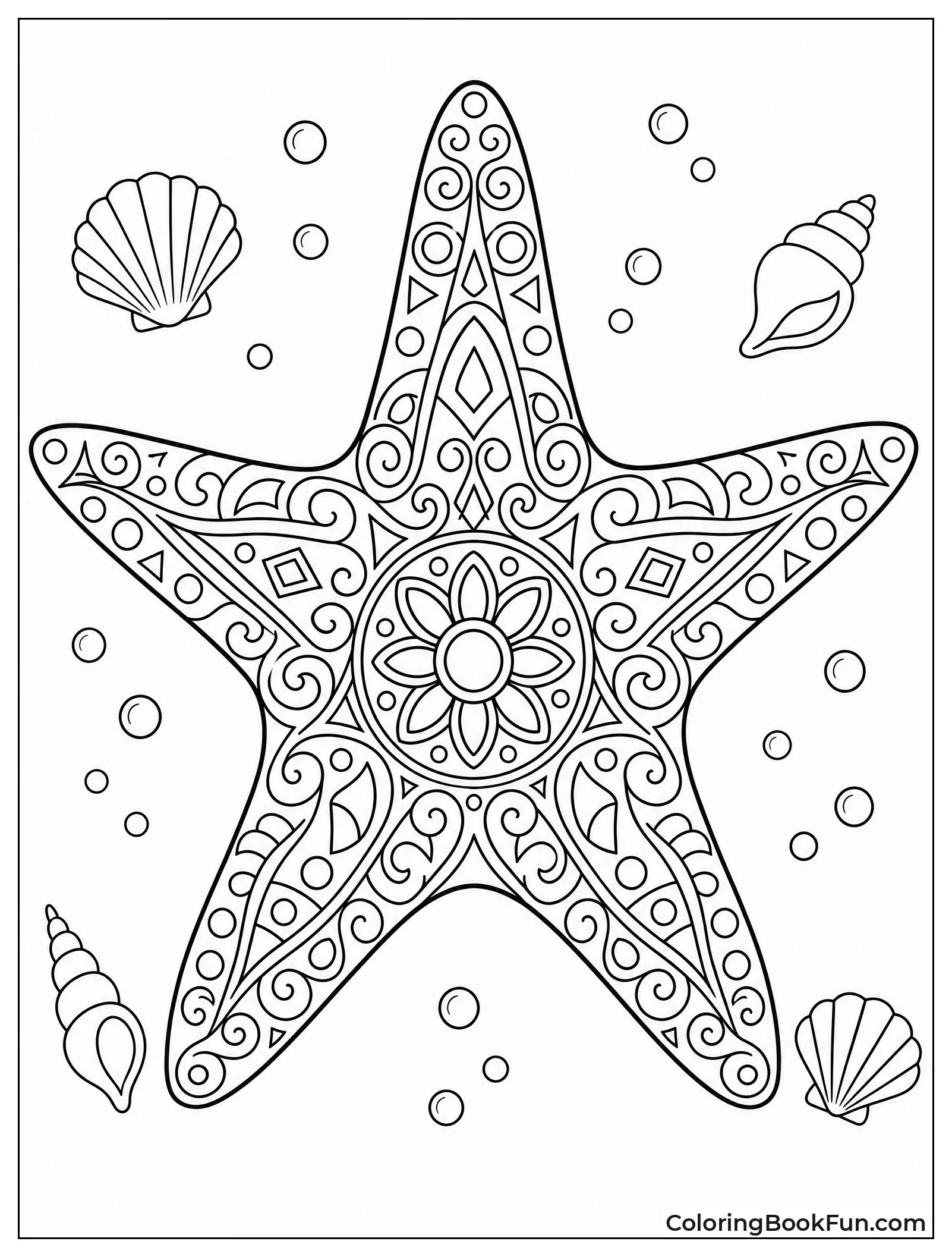 Mandala Starfish with Swirling Patterns