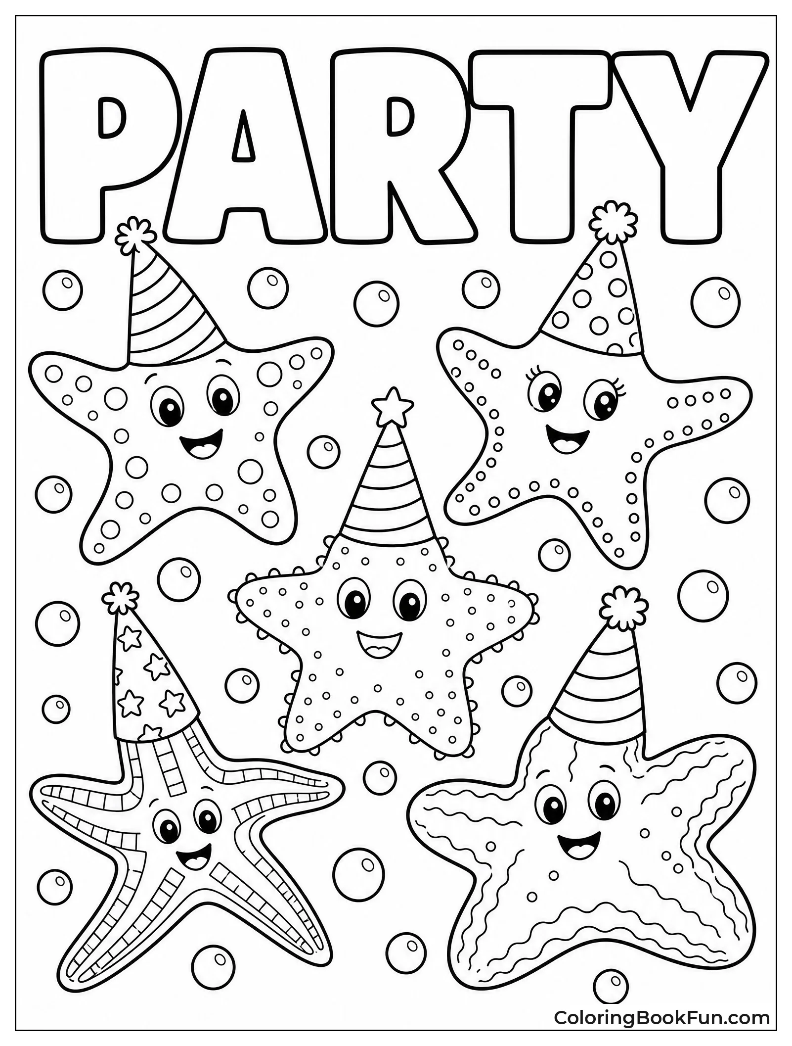 Starfish Having a Fun Party
