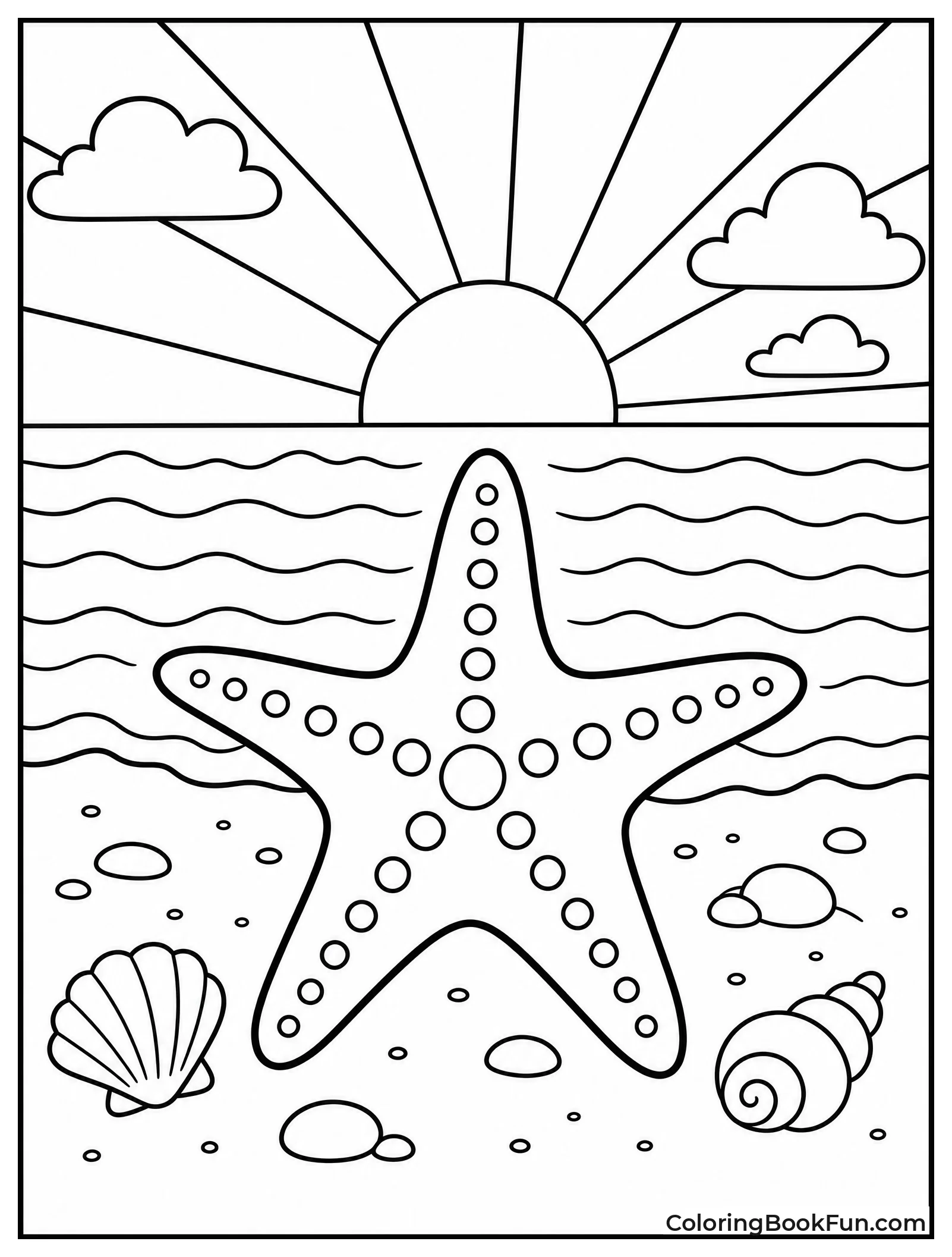 Dark Starfish Silhouette in Sunset