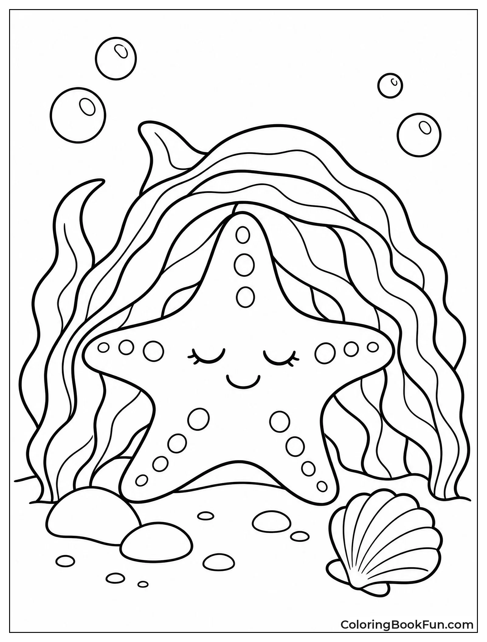 Starfish Sleeping Under Seaweed Blanket