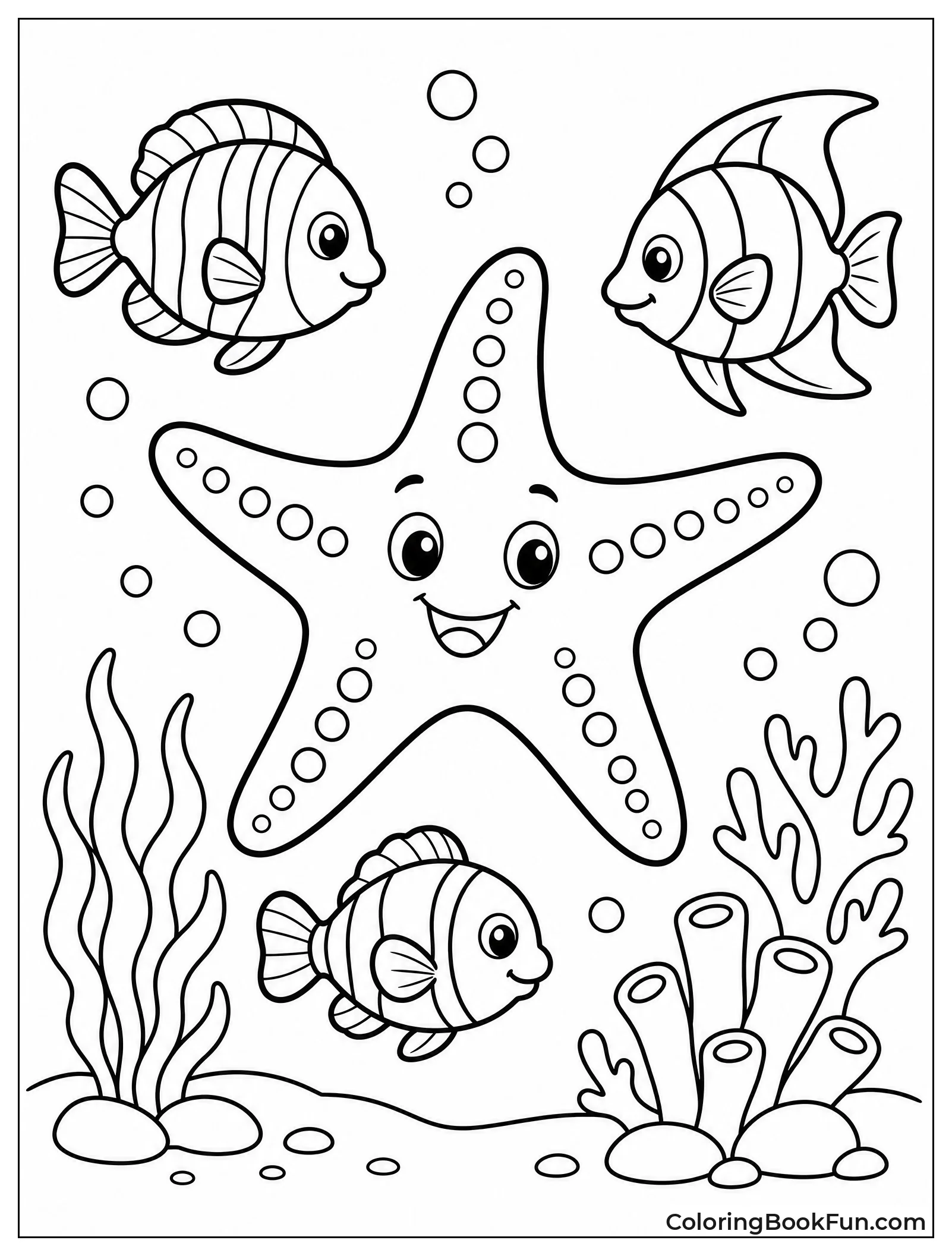 Starfish Swimming with Fish Friends