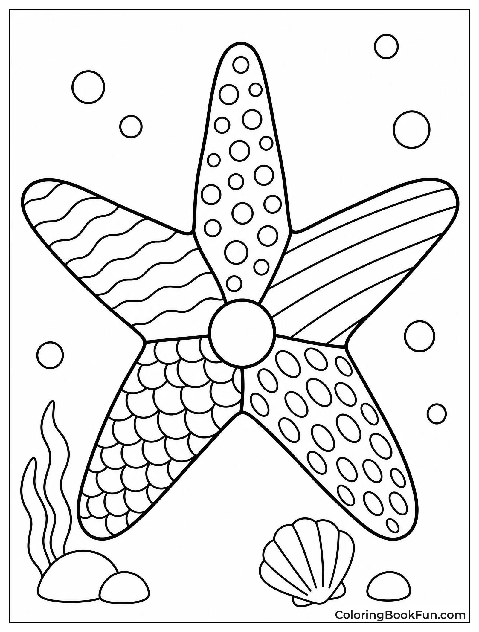 Zentangle Starfish with Patterned Arms