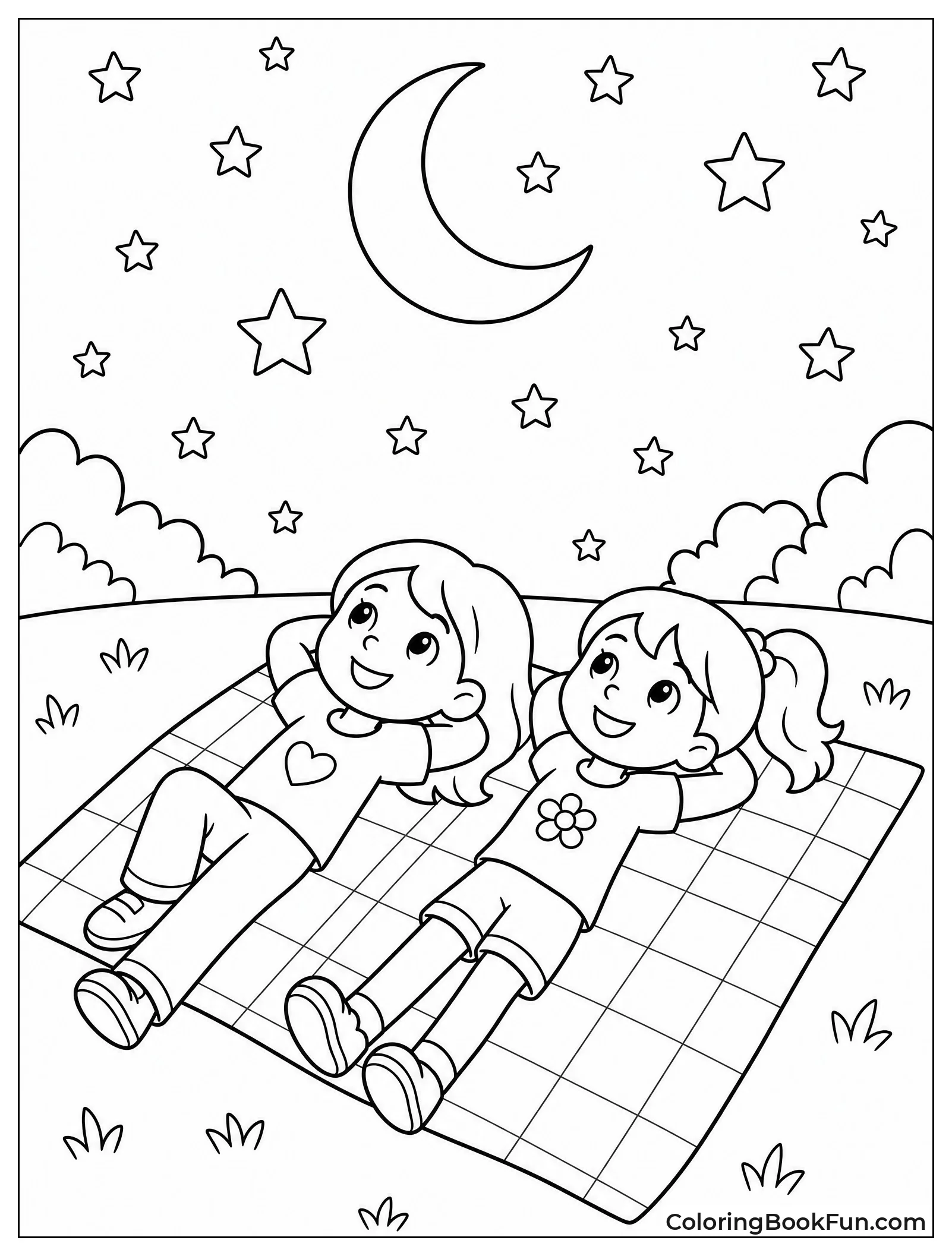 Friends Stargazing on Blanket