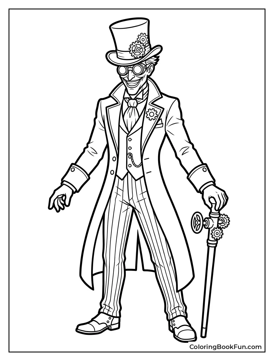 Steampunk Joker Holds Steam Cane