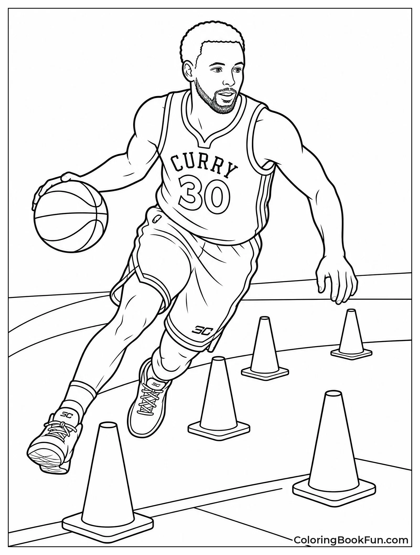 Steph Dribbling Through Training Cones