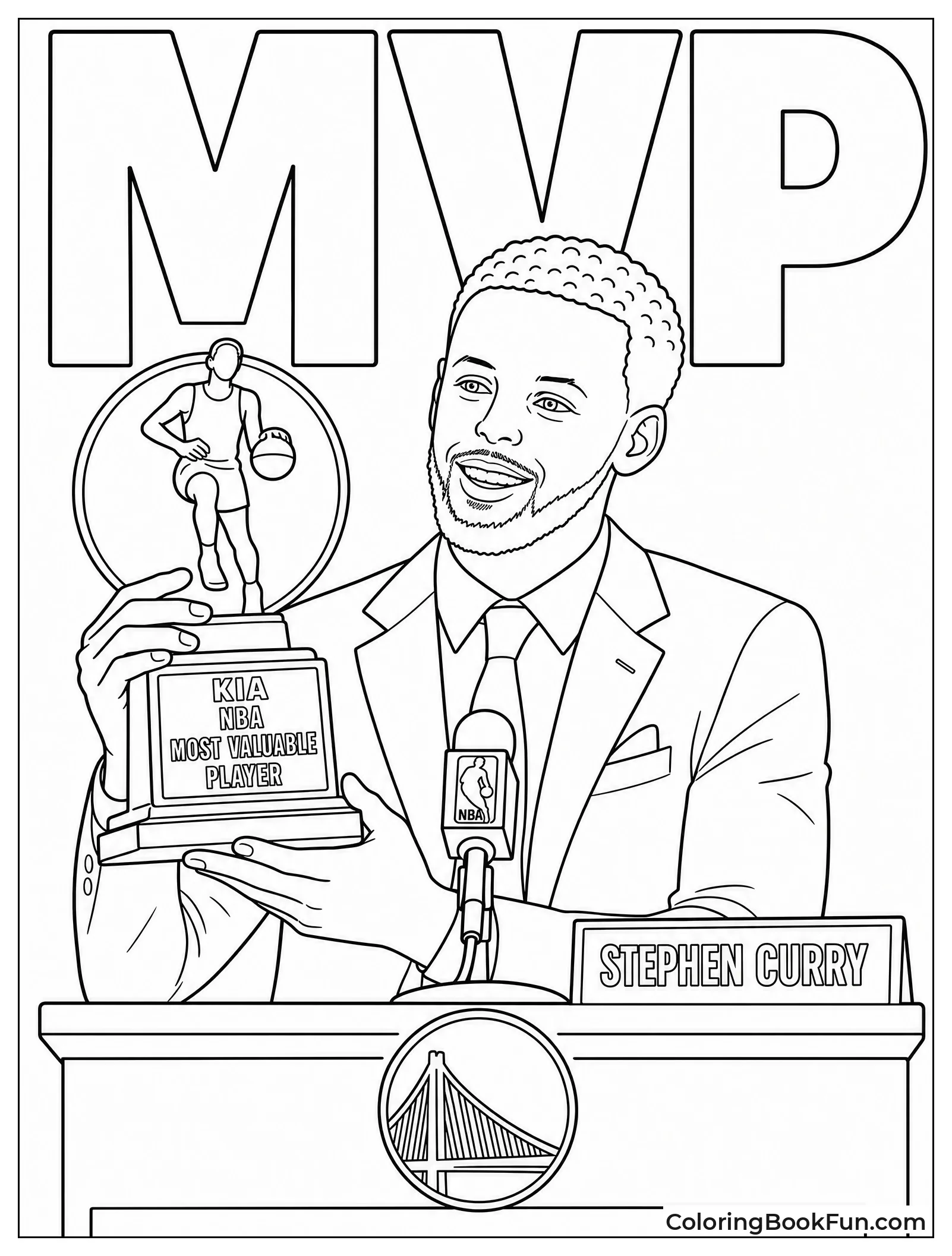 Steph Holding His MVP Trophy